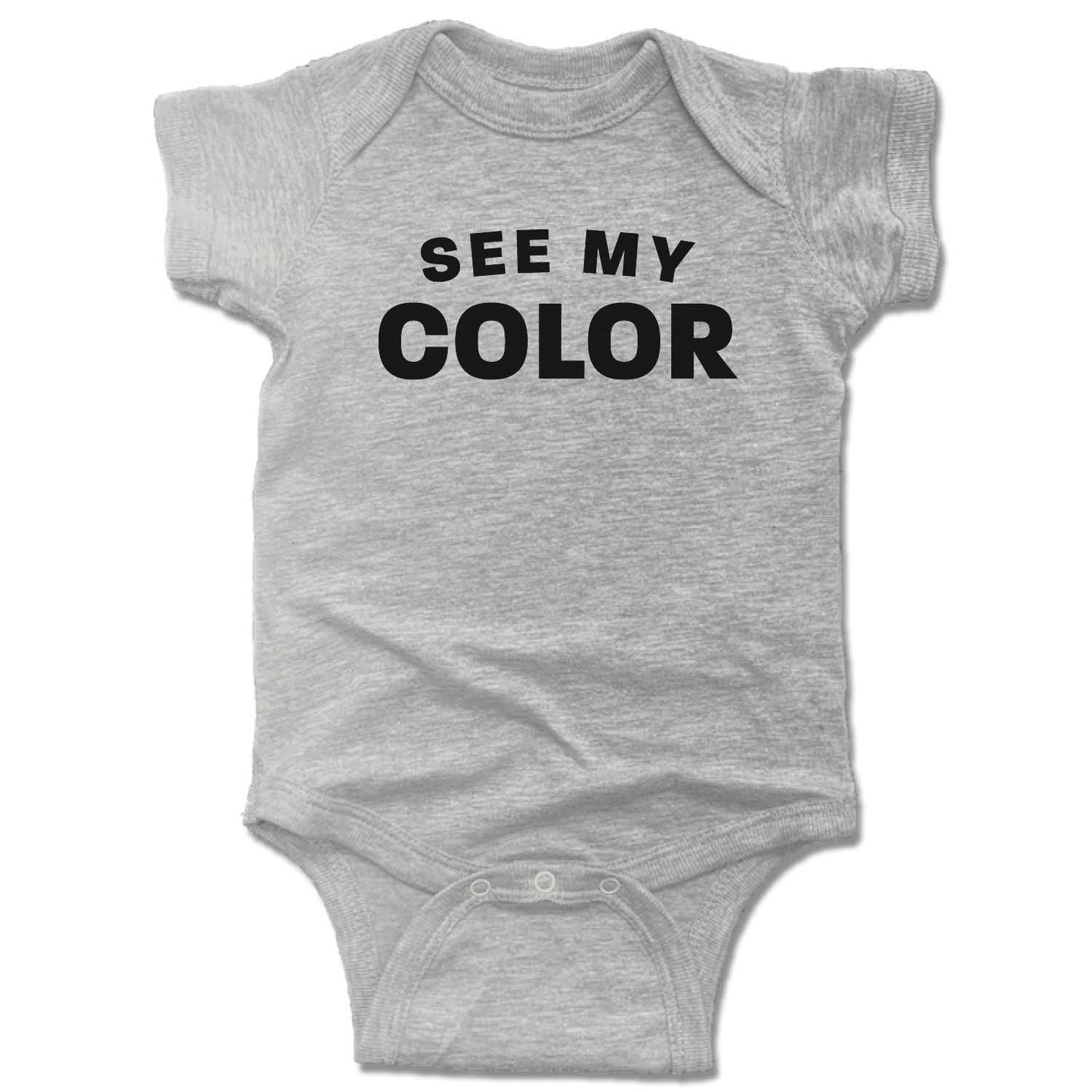 REVIVE THE COMMUNITY | GRAY ONESIE | SEE MY COLOR BLACK LOGO