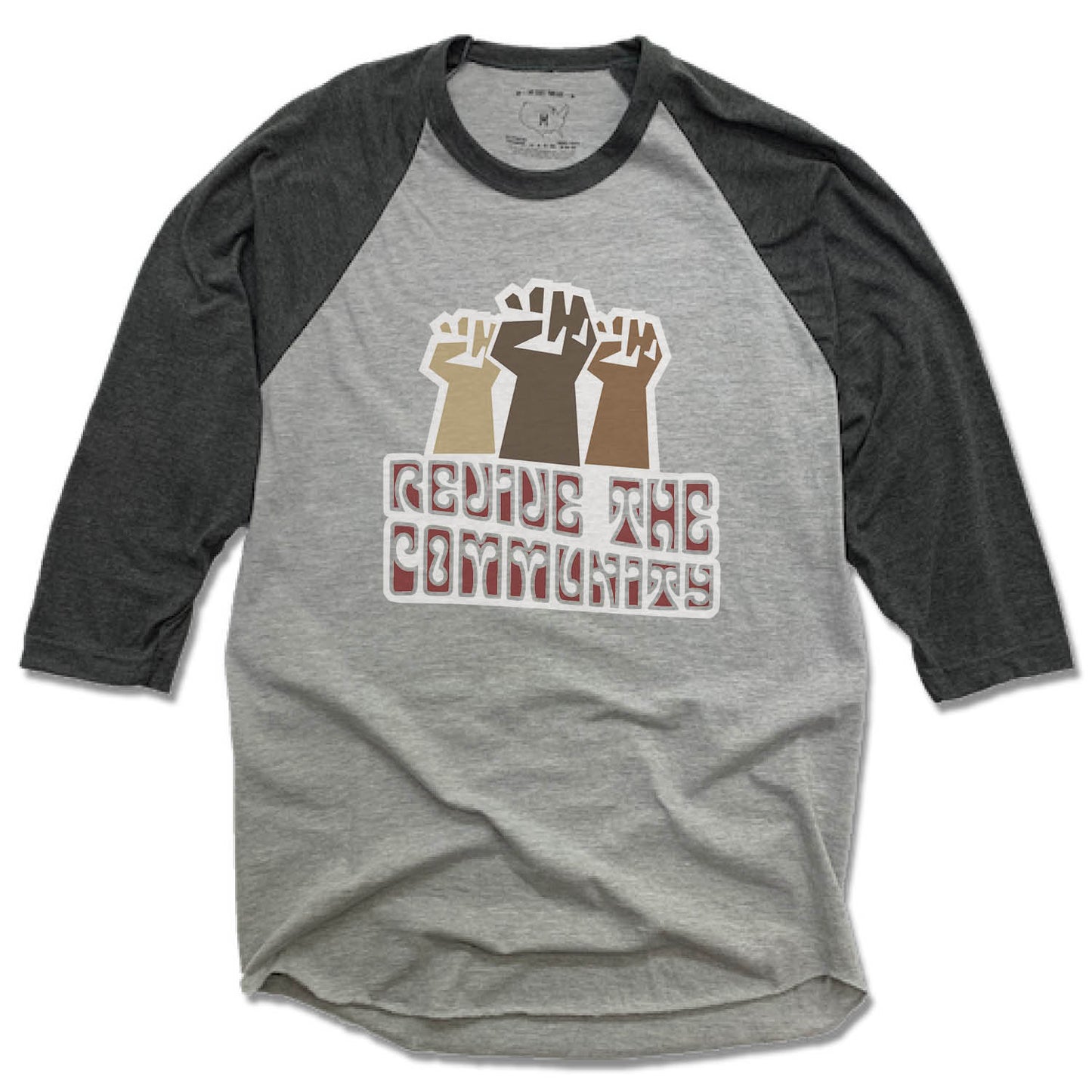 REVIVE THE COMMUNITY | GRAY 3/4 SLEEVE | LOGO - My State Threads