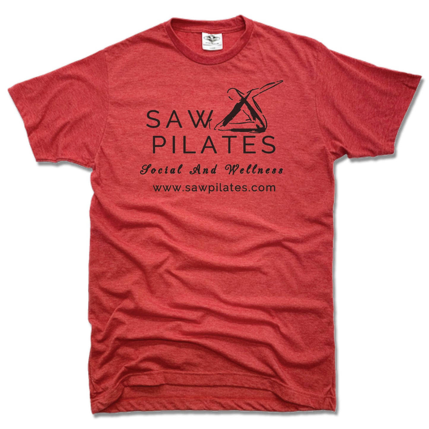 SAW PILATES | UNISEX RED TEE | BLACK LOGO