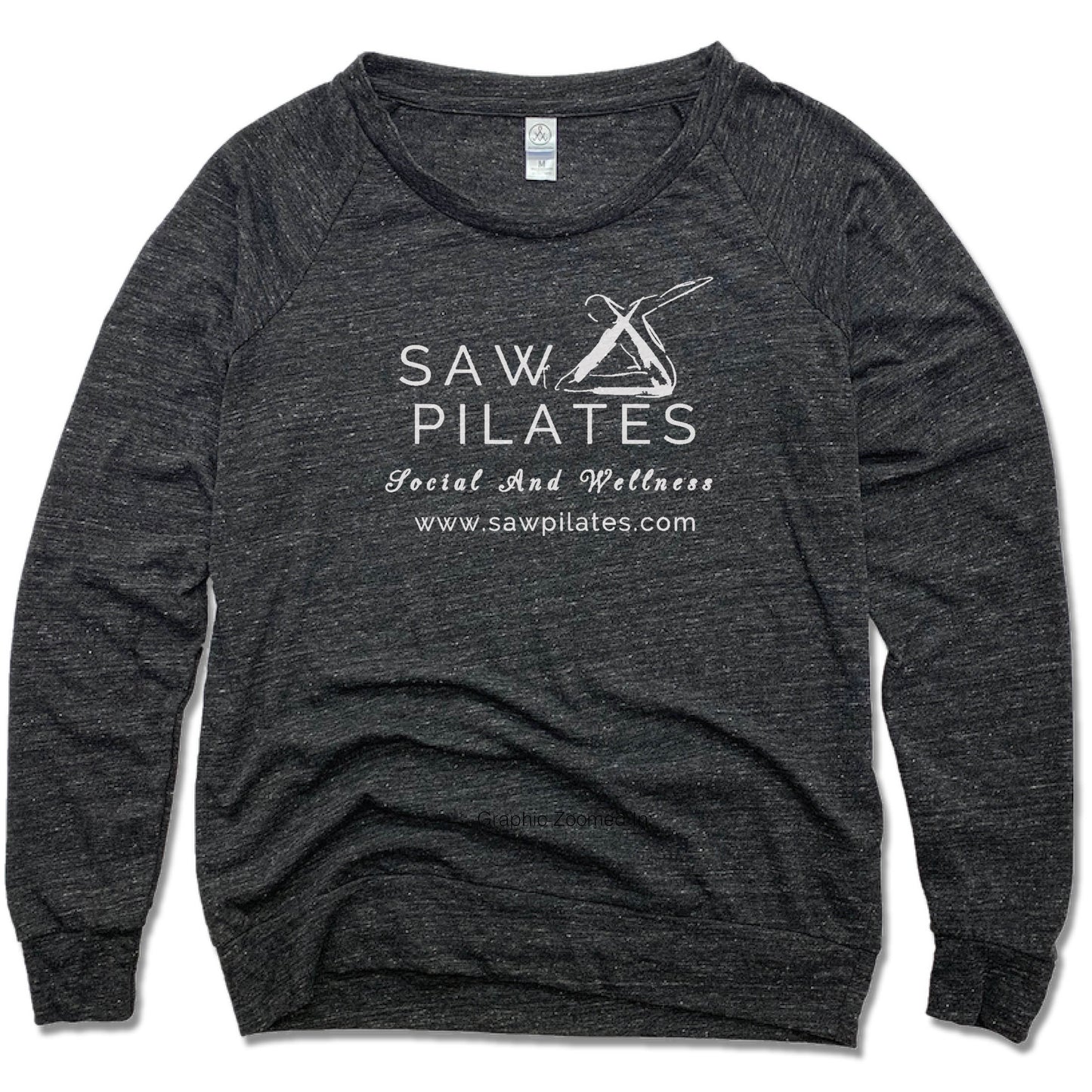SAW PILATES | LADIES SLOUCHY | WHITE LOGO