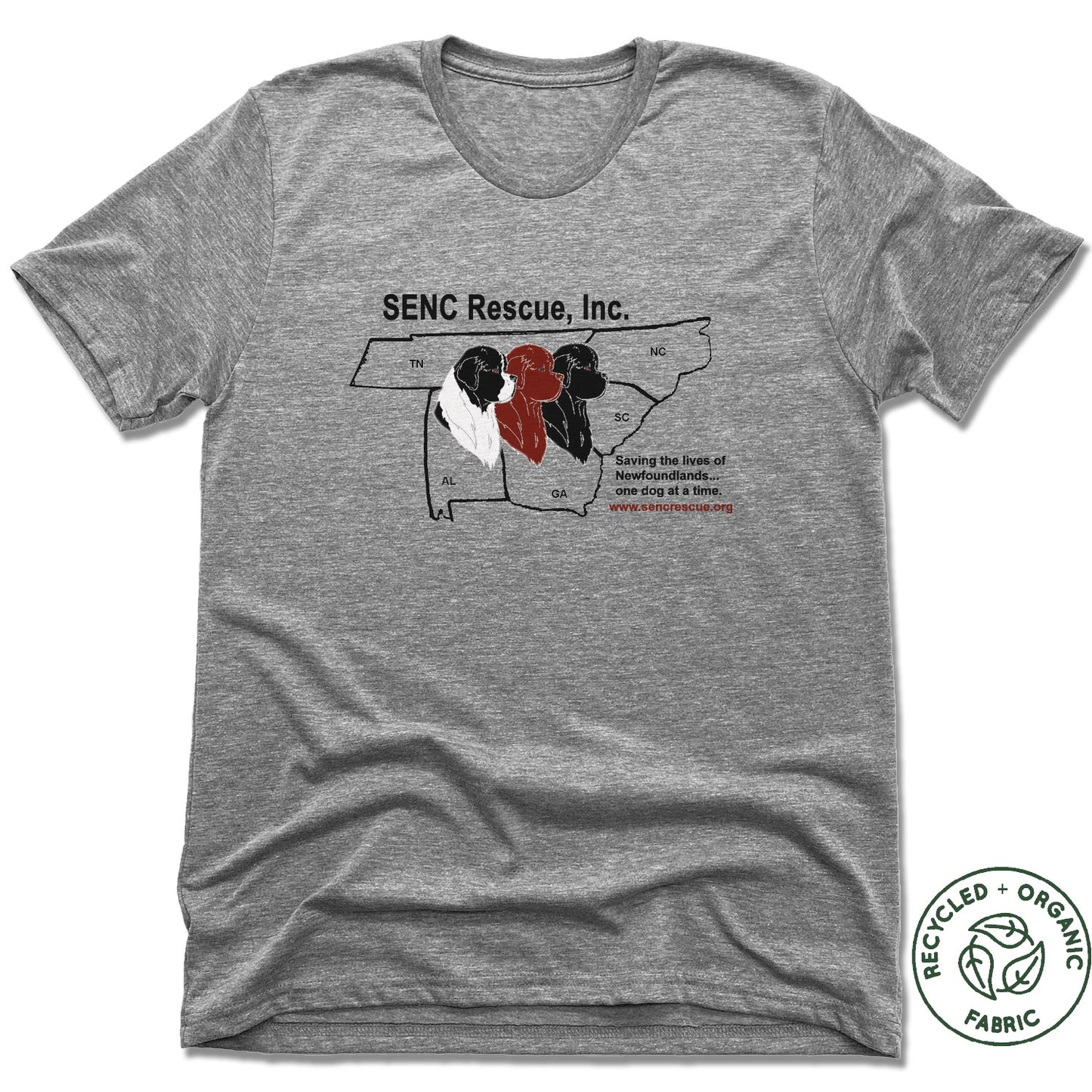 SENC RESCUE, INC. | UNISEX GRAY Recycled Tri-Blend | BLACK LOGO
