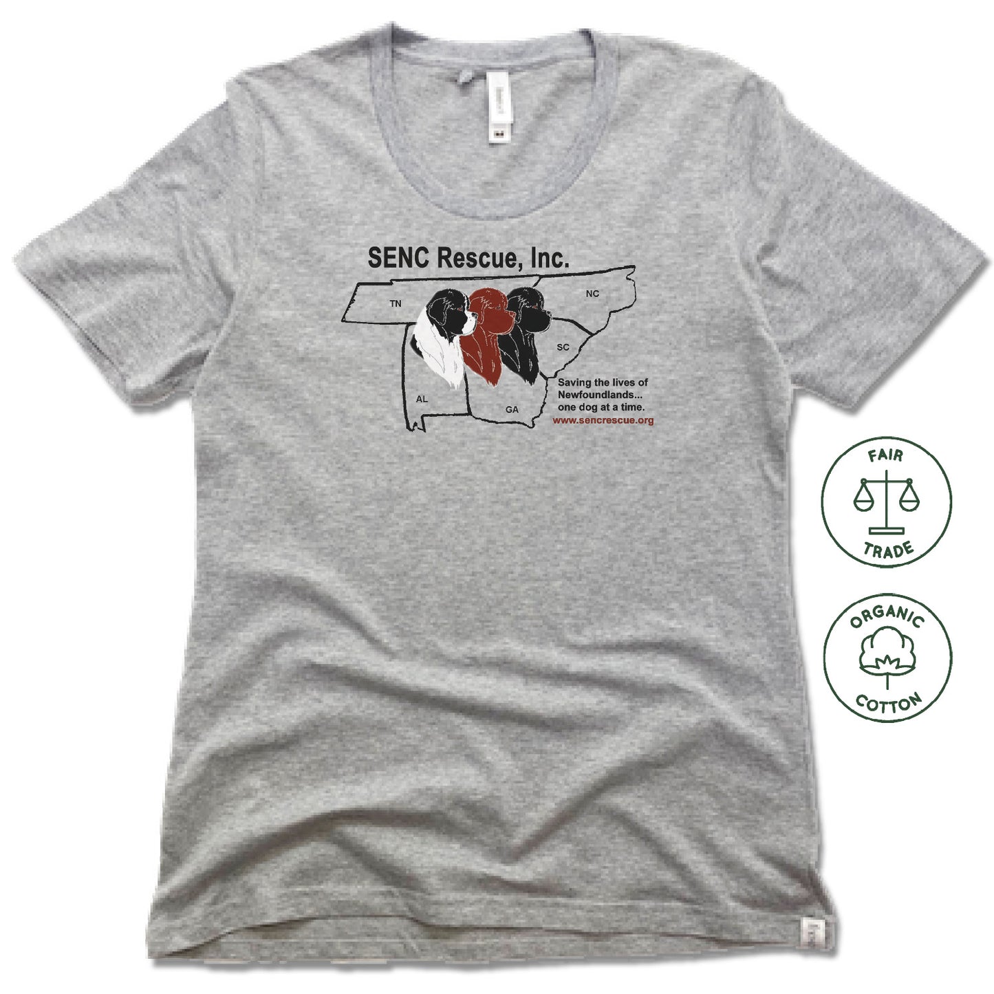 SENC RESCUE, INC. | FAIRTRADE FREESET LADIES TEE | BLACK LOGO