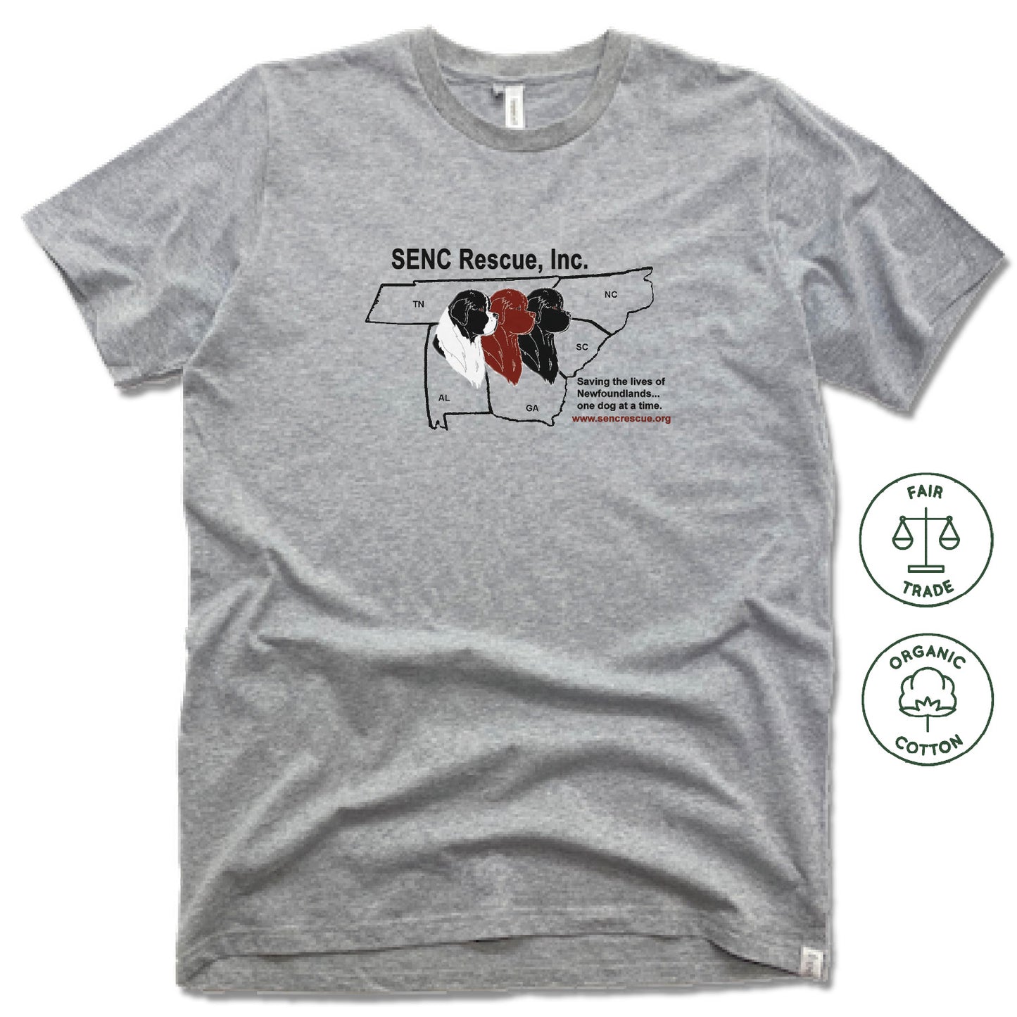 SENC RESCUE, INC. | FAIRTRADE FREESET UNISEX TEE | BLACK LOGO