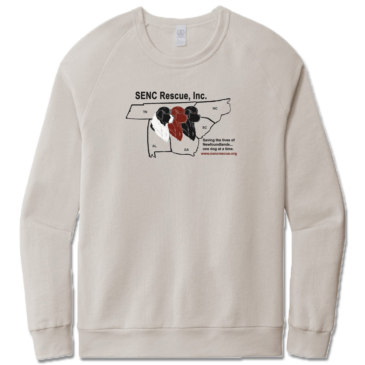SENC RESCUE, INC. | LIGHT GRAY FRENCH TERRY SWEATSHIRT | BLACK LOGO