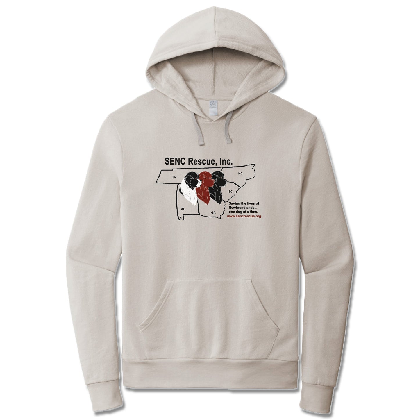 SENC RESCUE, INC. | LIGHT GRAY FRENCH TERRY HOODIE | BLACK LOGO