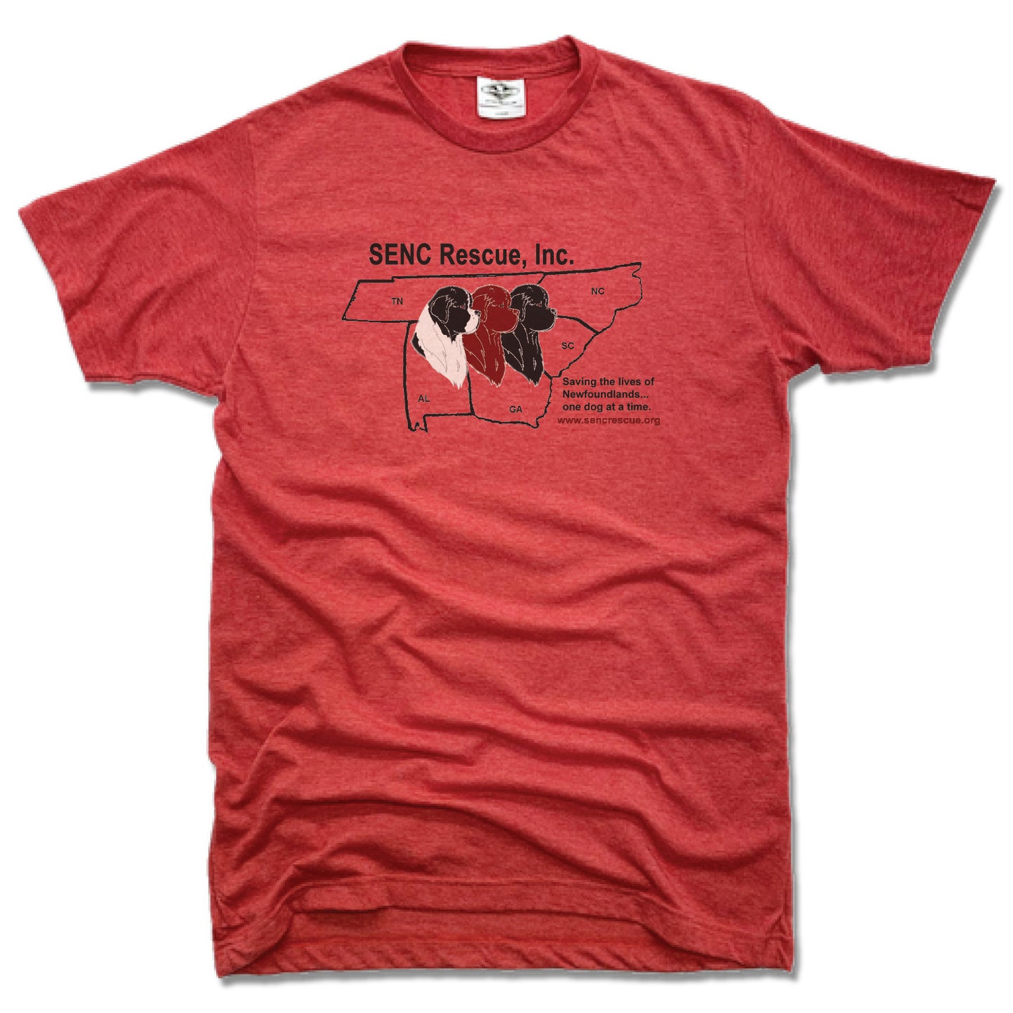 SENC RESCUE, INC. | UNISEX RED TEE | BLACK LOGO
