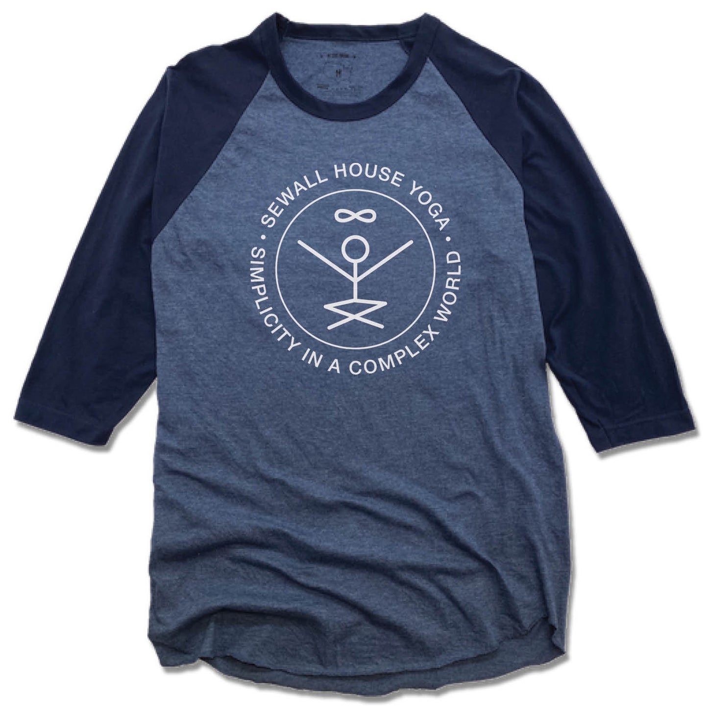 SEWALL HOUSE YOGA RETREAT | DENIM/NAVY 3/4 SLEEVE | WHITE LOGO
