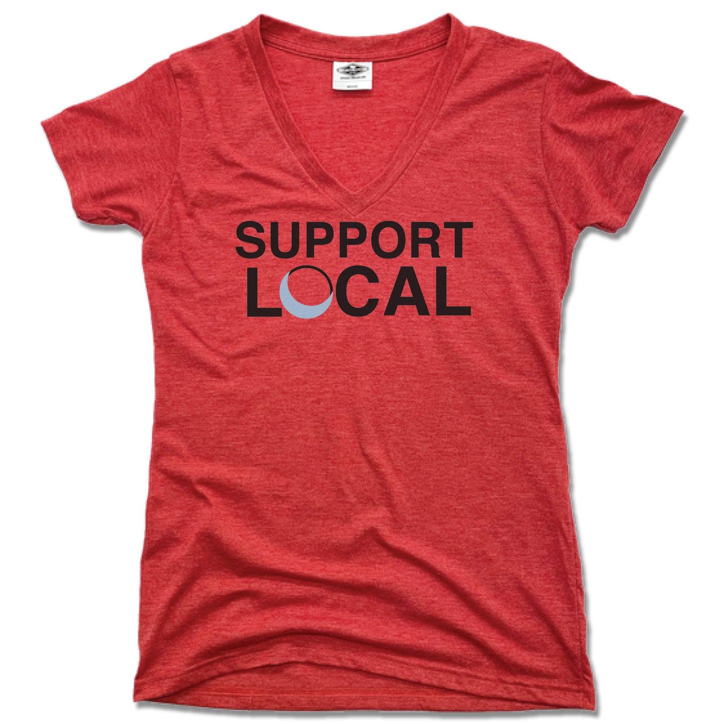 Blue Luna Yoga & Wellness | LADIES RED V-NECK | SUPPORT LOCAL
