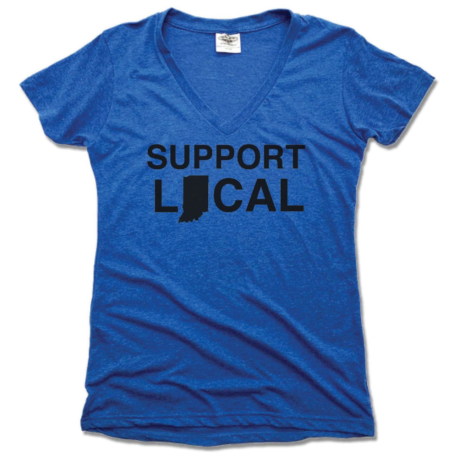 INDIANA | LADIES BLUE V-NECK | SUPPORT LOCAL - My State Threads