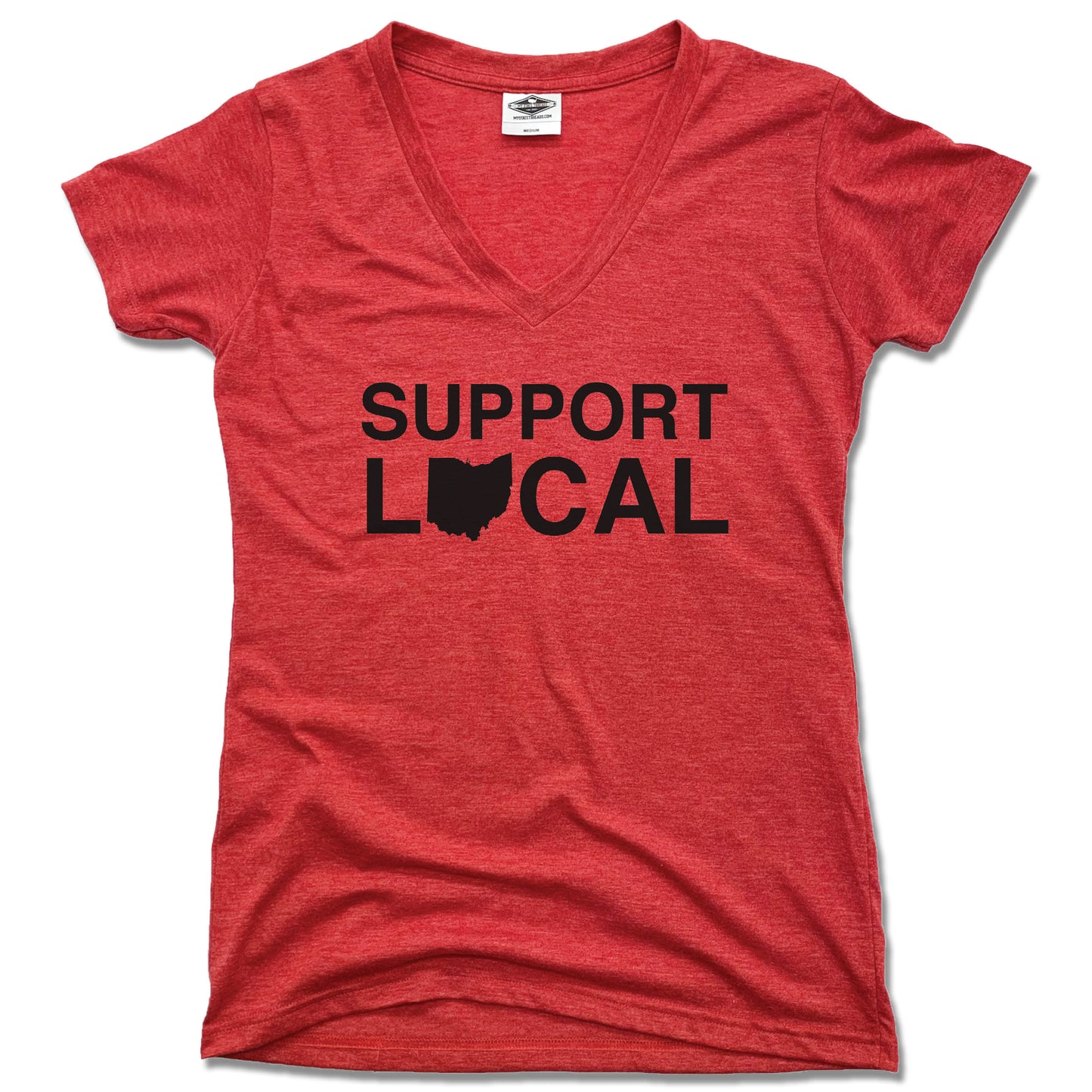 Support Local Ohio | LADIES RED V-NECK - My State Threads