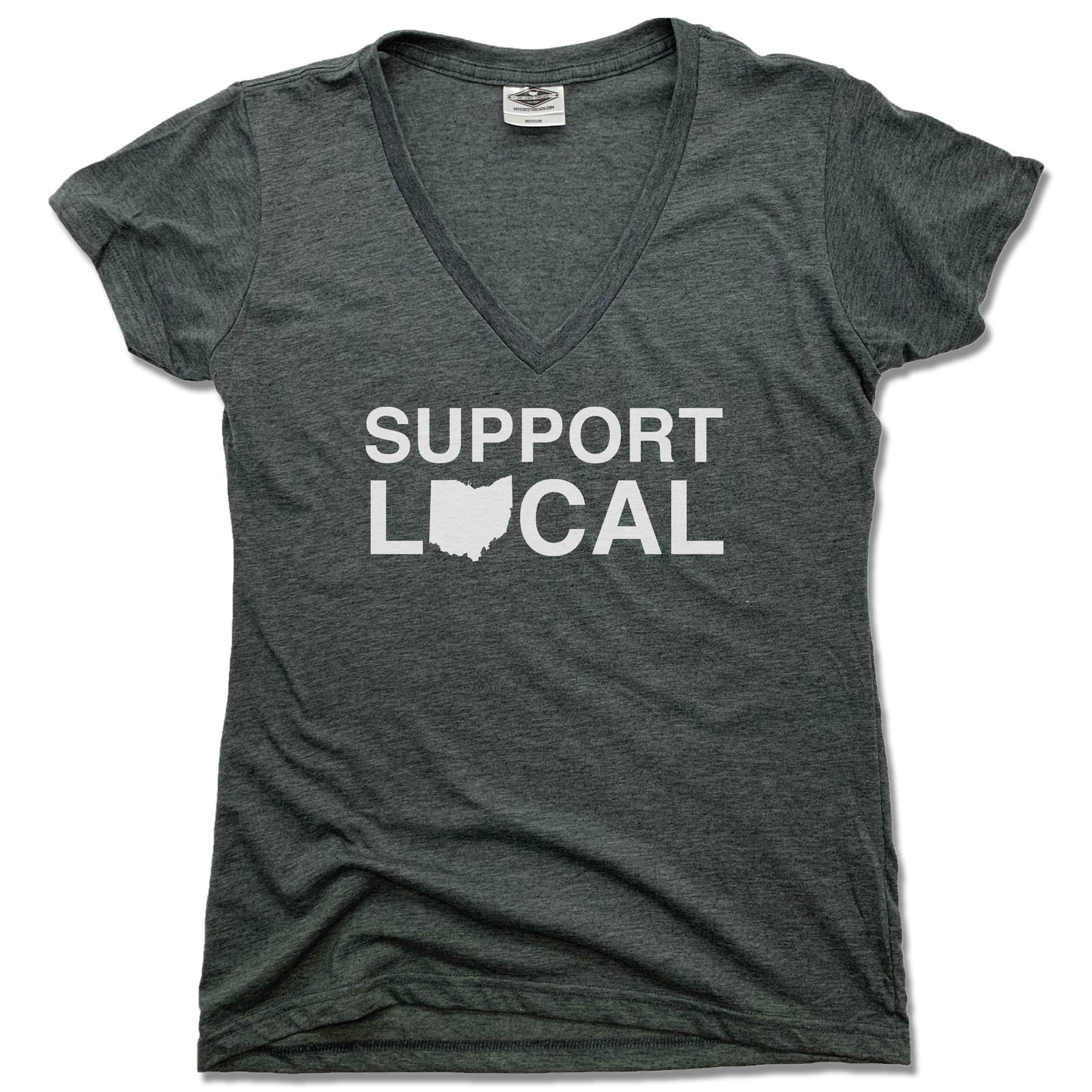 Support Local Ohio | LADIES V-NECK - My State Threads
