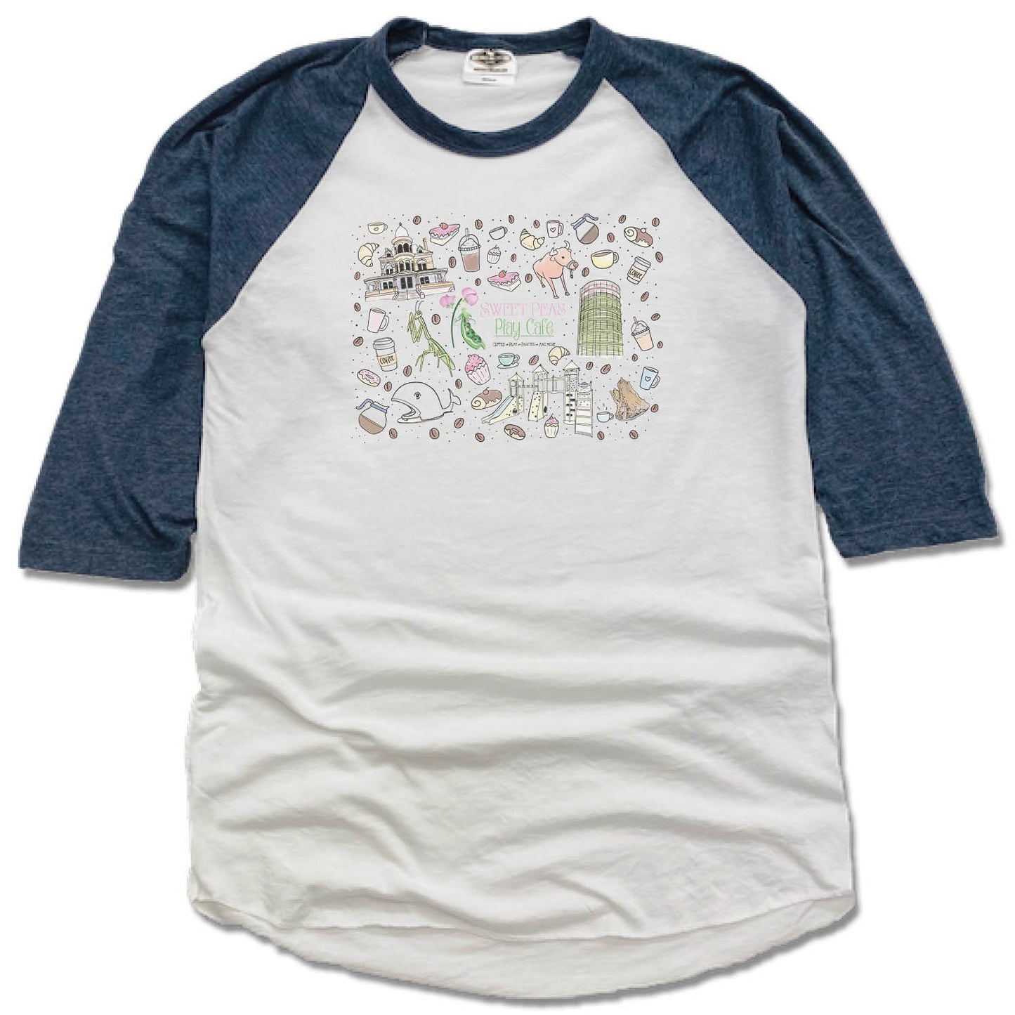 SWEET PEAS PLAY CAFE | NVY/WHT 3/4 SLEEVE | MURAL