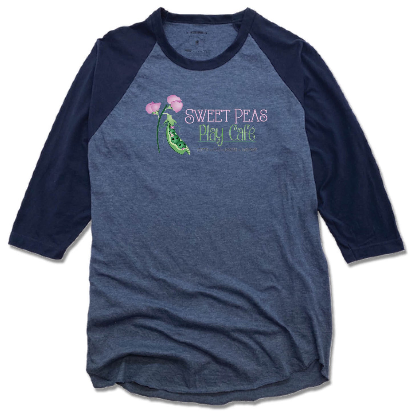 SWEET PEAS PLAY CAFE | NAVY 3/4 SLEEVE | LOGO