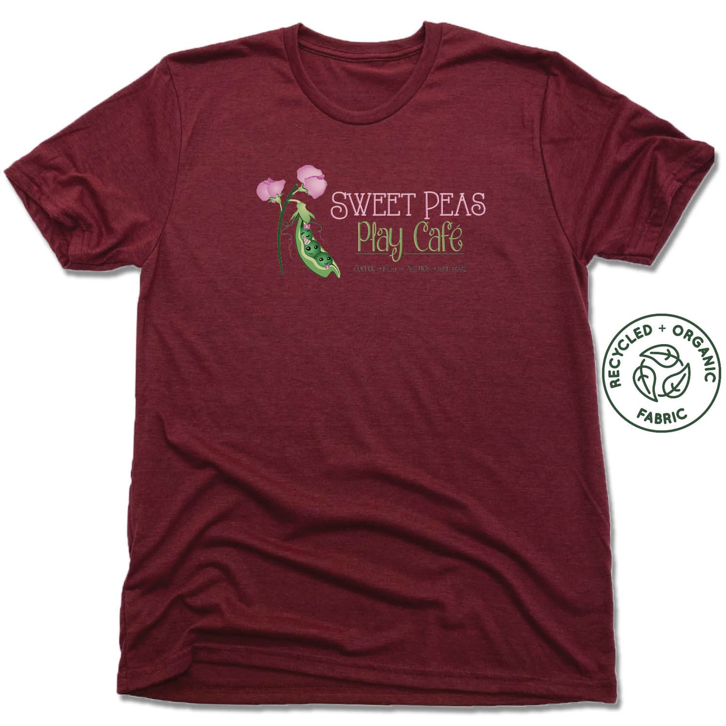 SWEET PEAS PLAY CAFE | UNISEX VINO RED Recycled Tri-Blend | LOGO