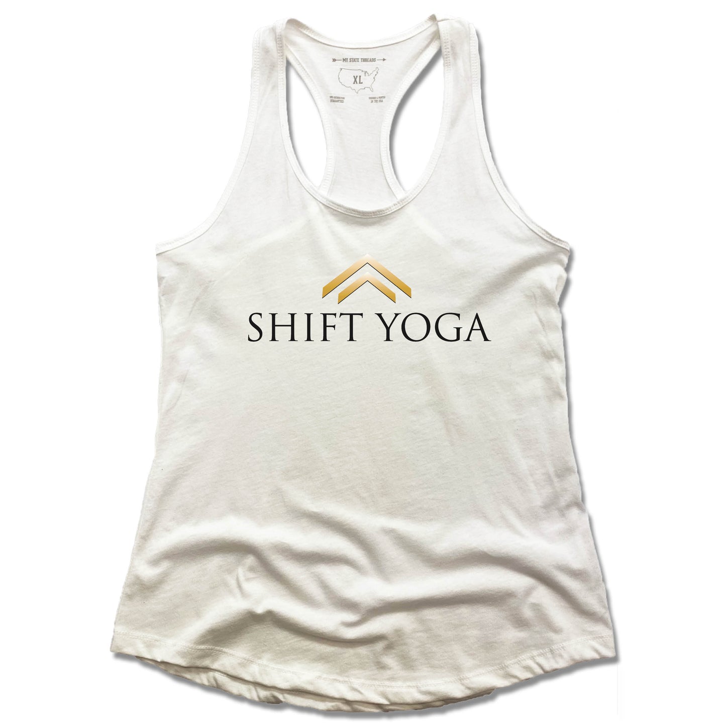 SHIFT YOGA | LADIES WHITE TANK | COLOR LOGO