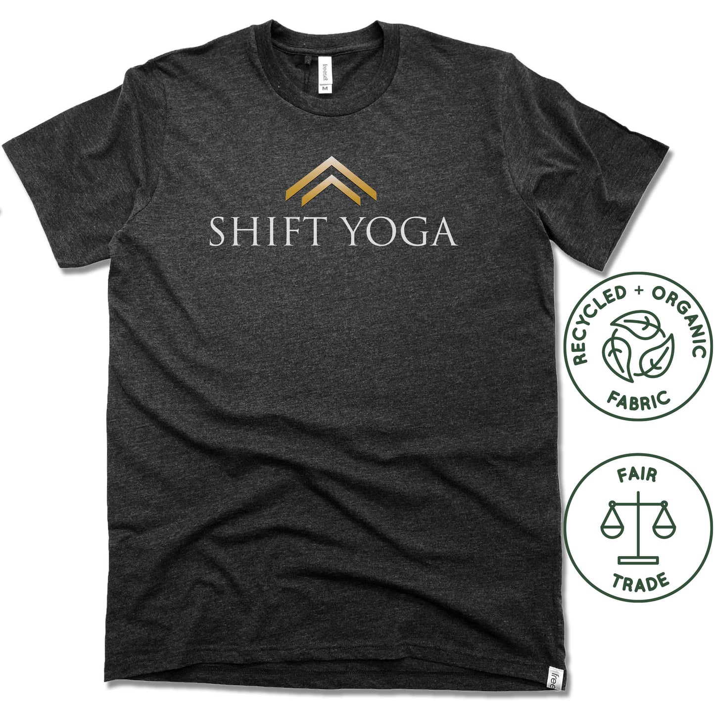 SHIFT YOGA | FAIRTRADE FREESET BLACK UNISEX TEE | LOGO