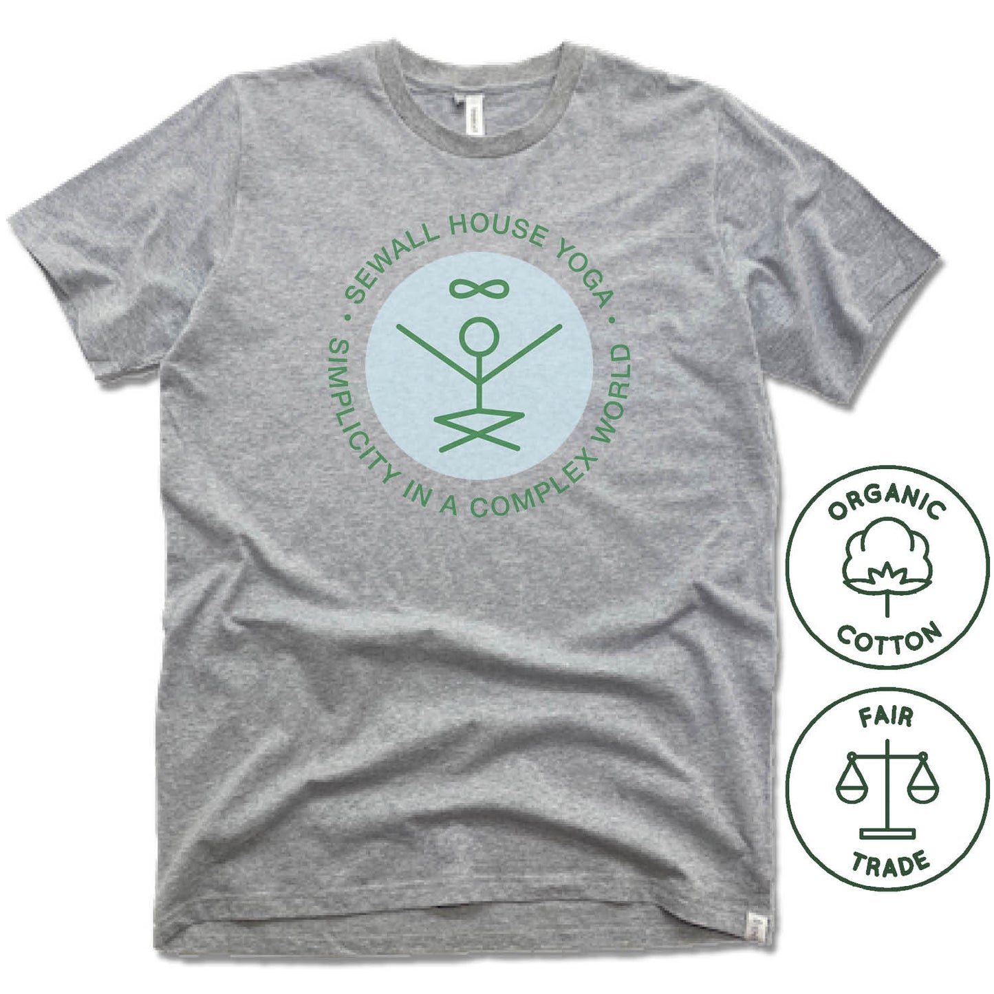 SEWALL HOUSE YOGA RETREAT | FAIRTRADE FREESET UNISEX TEE | GREEN LOGO