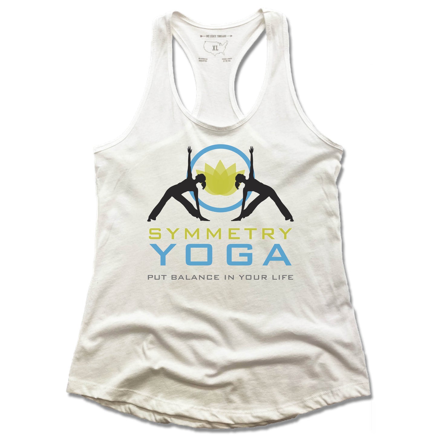 SYMMETRY YOGA | LADIES WHITE TANK | LOGO
