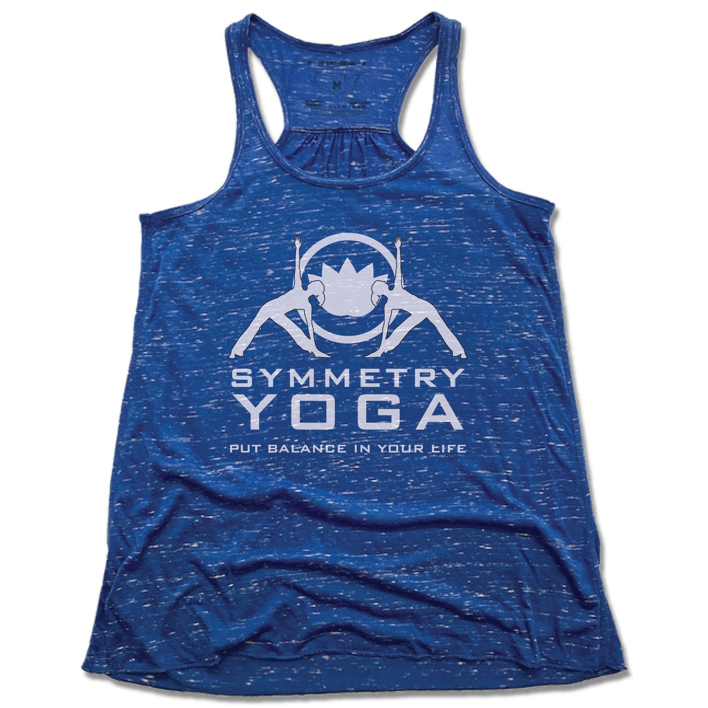 SYMMETRY YOGA | LADIES BLUE FLOWY TANK | LOGO