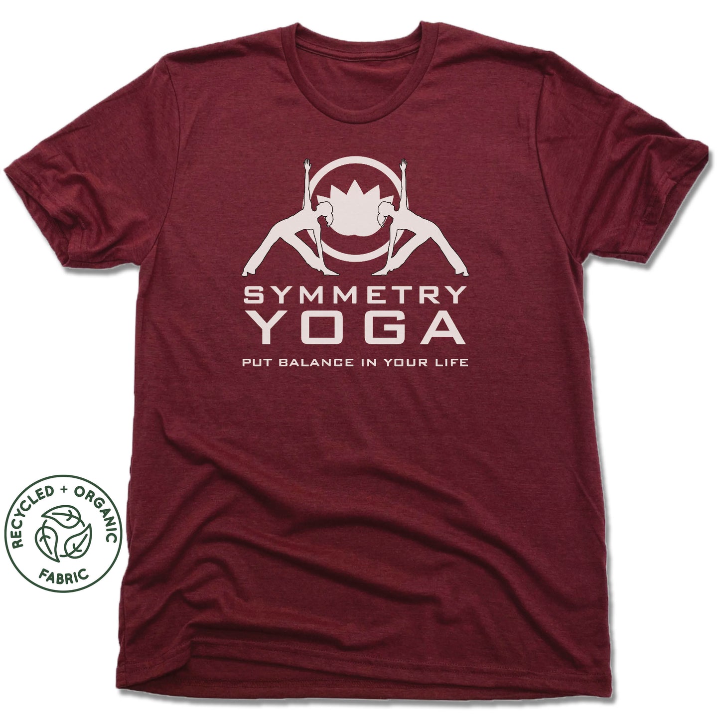 SYMMETRY YOGA | UNISEX VINO RED Recycled Tri-Blend | LOGO