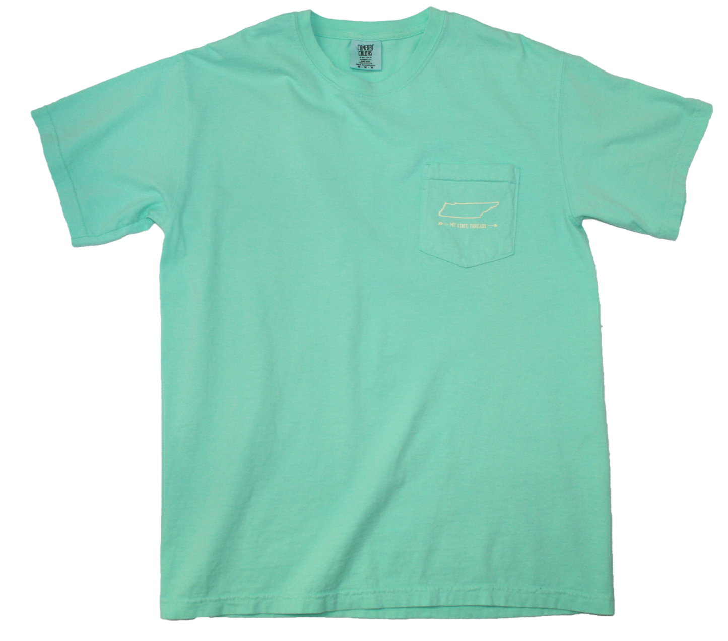 TENNESSEE MINT GREEN POCKET TEE | OUTLINE | PALE YELLOW - My State Threads