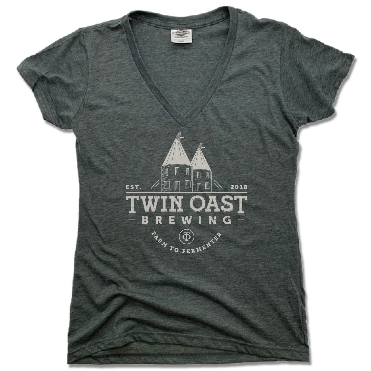 TWIN OAST BREWING | LADIES V-NECK | WHITE LOGO