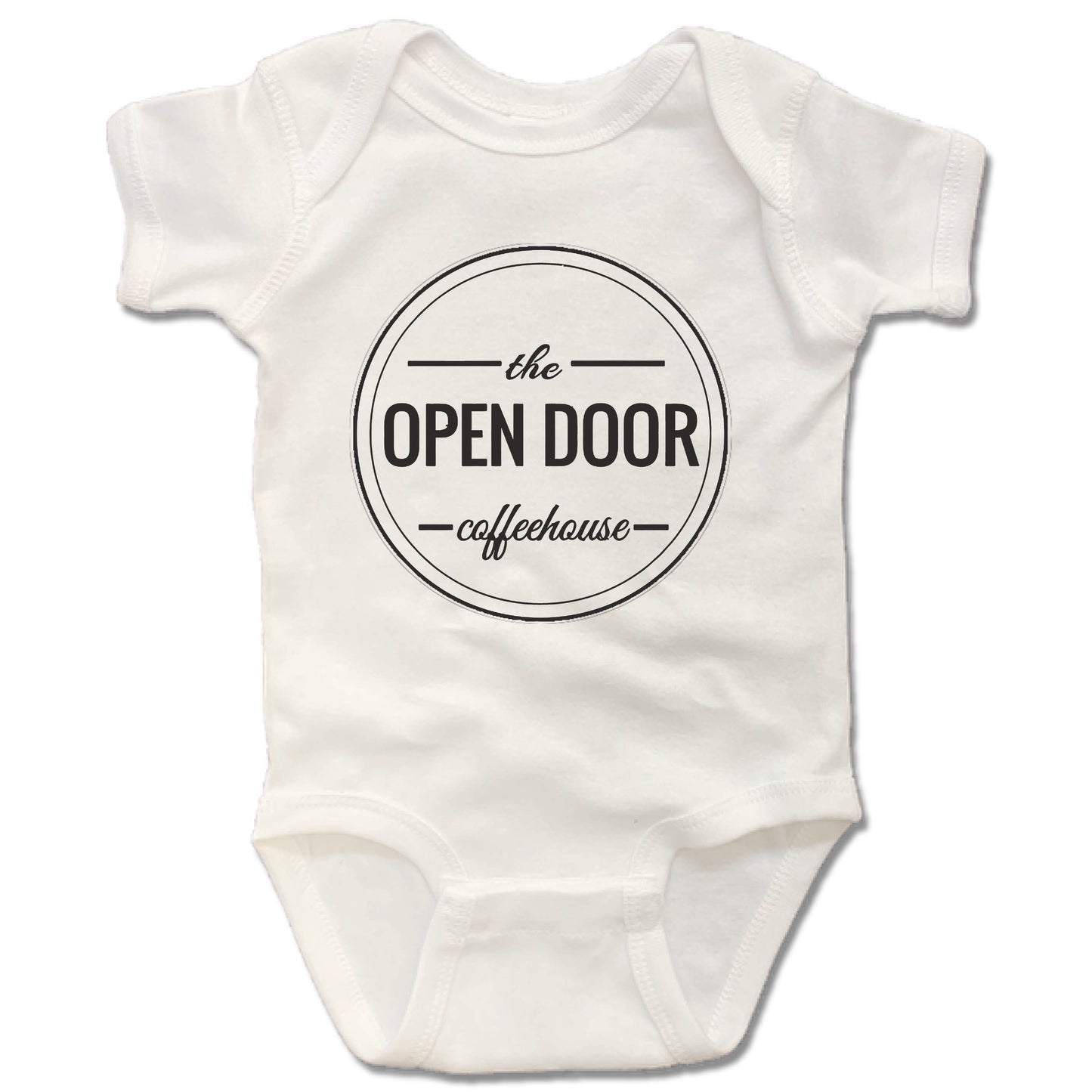 THE OPEN DOOR | WHITE ONESIE | LOGO - BLACK