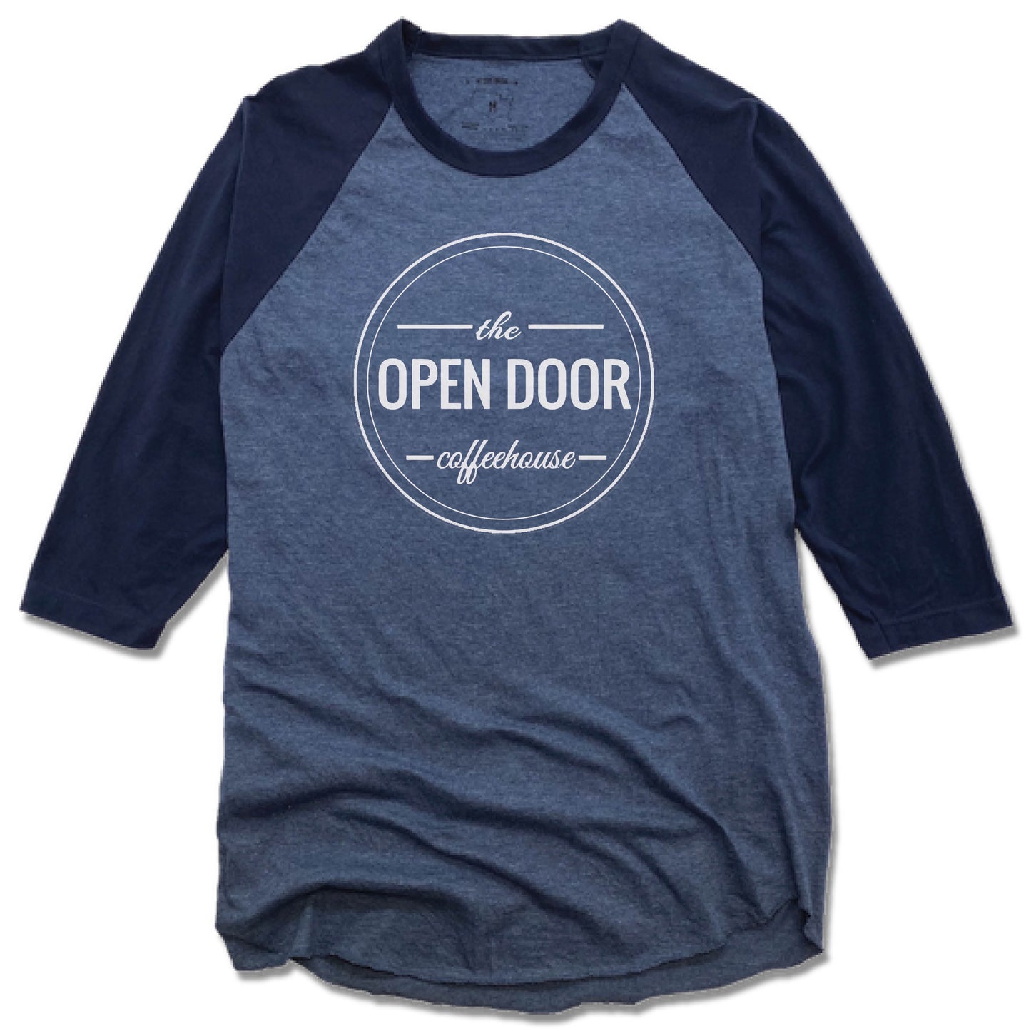THE OPEN DOOR | DENIM/NAVY 3/4 SLEEVE | LOGO - WHITE