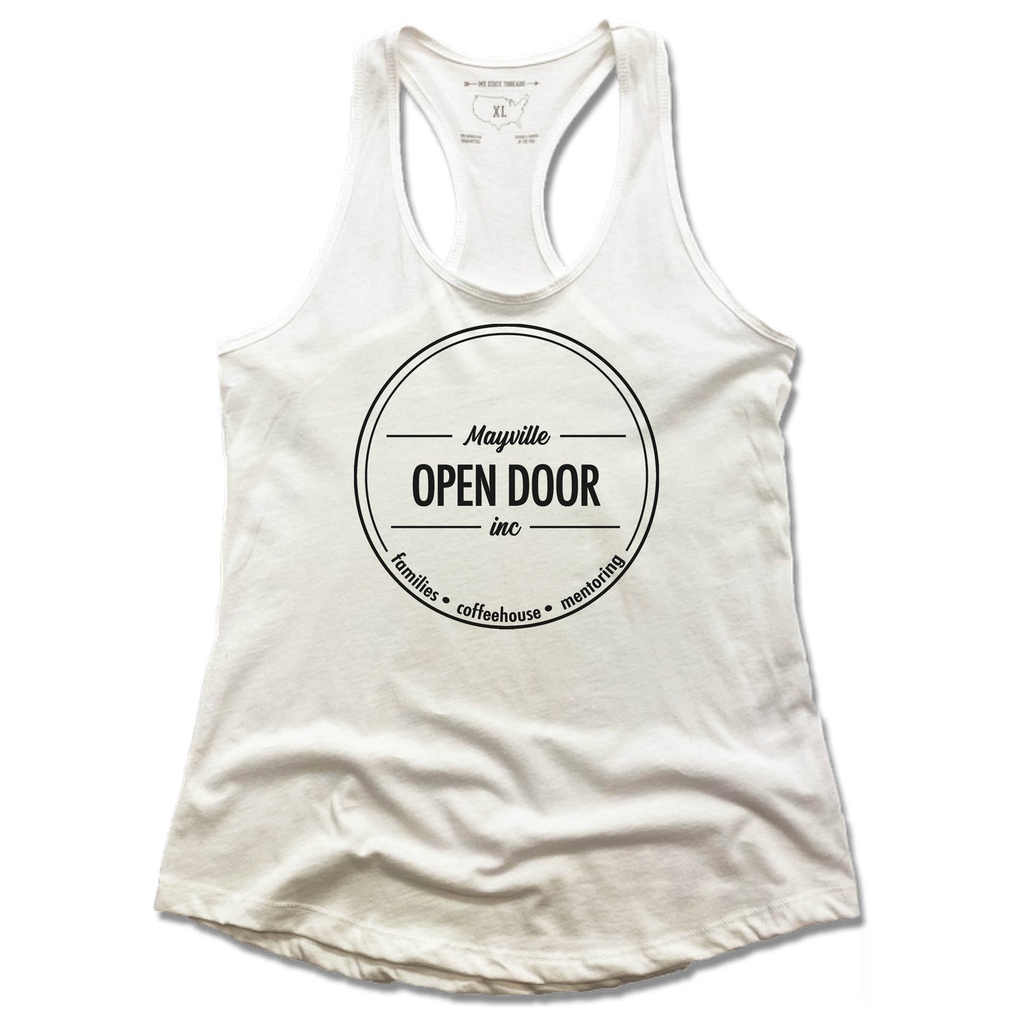 THE OPEN DOOR | LADIES WHITE TANK | LOGO - SMALL