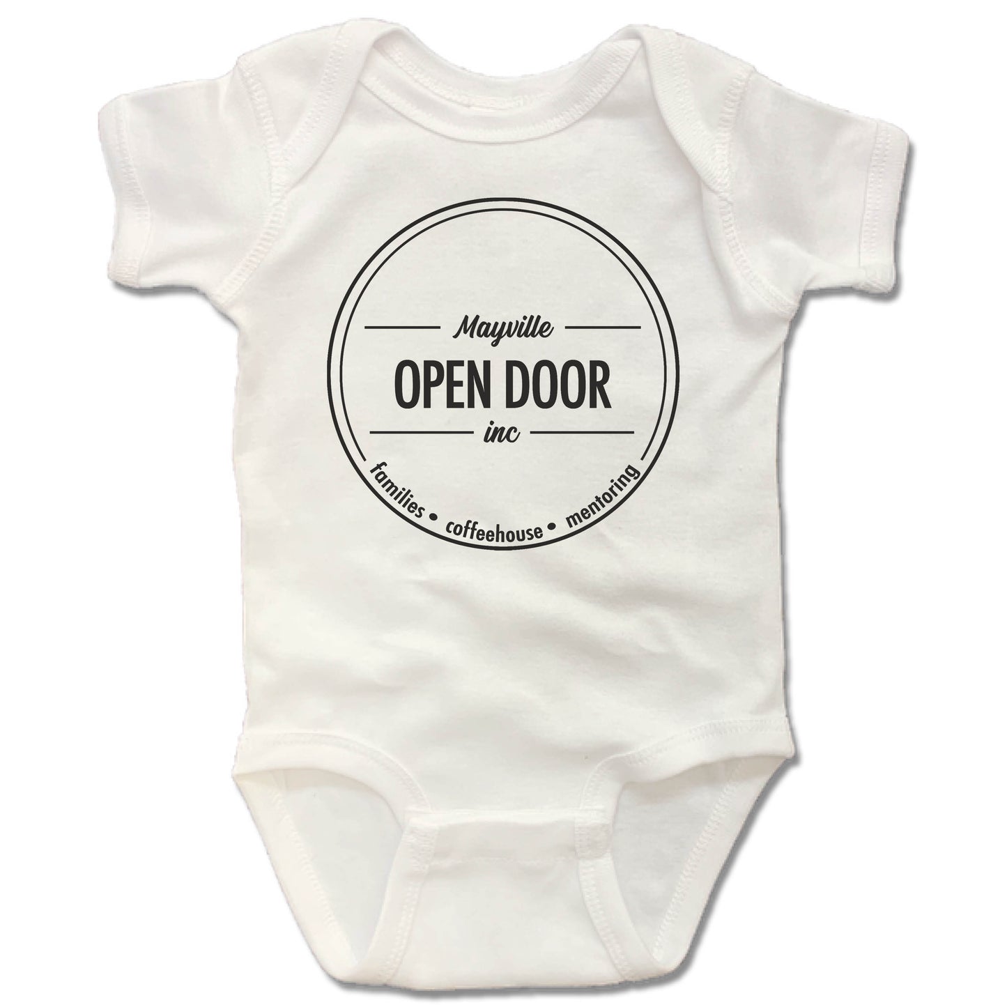THE OPEN DOOR | WHITE ONESIE | LOGO - SMALL