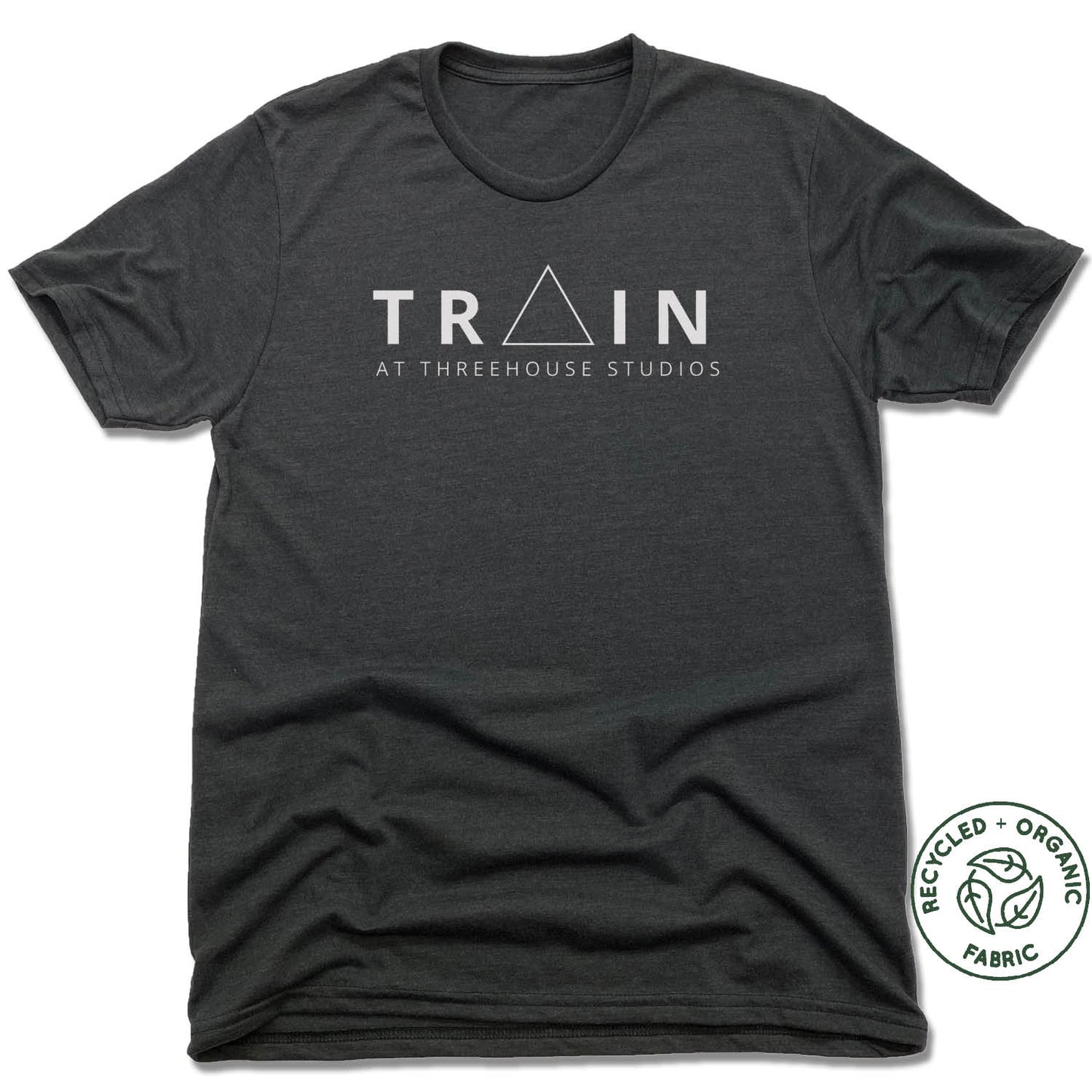 THREEHOUSE STUDIOS | UNISEX BLACK Recycled Tri-Blend | TRAIN WHITE