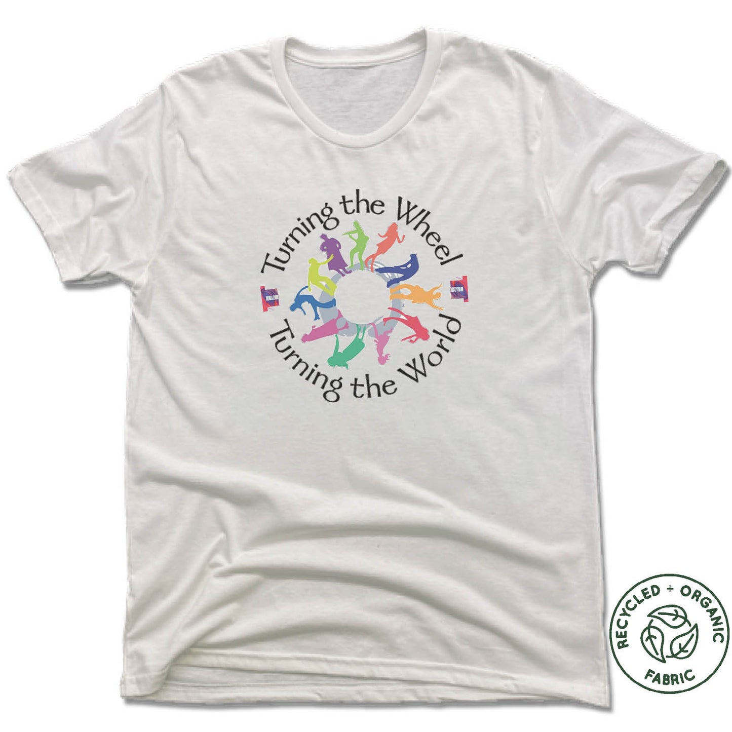 TURNING THE WHEEL PRODUCTIONS | UNISEX WHITE Recycled Tri-Blend | BLACK LOGO