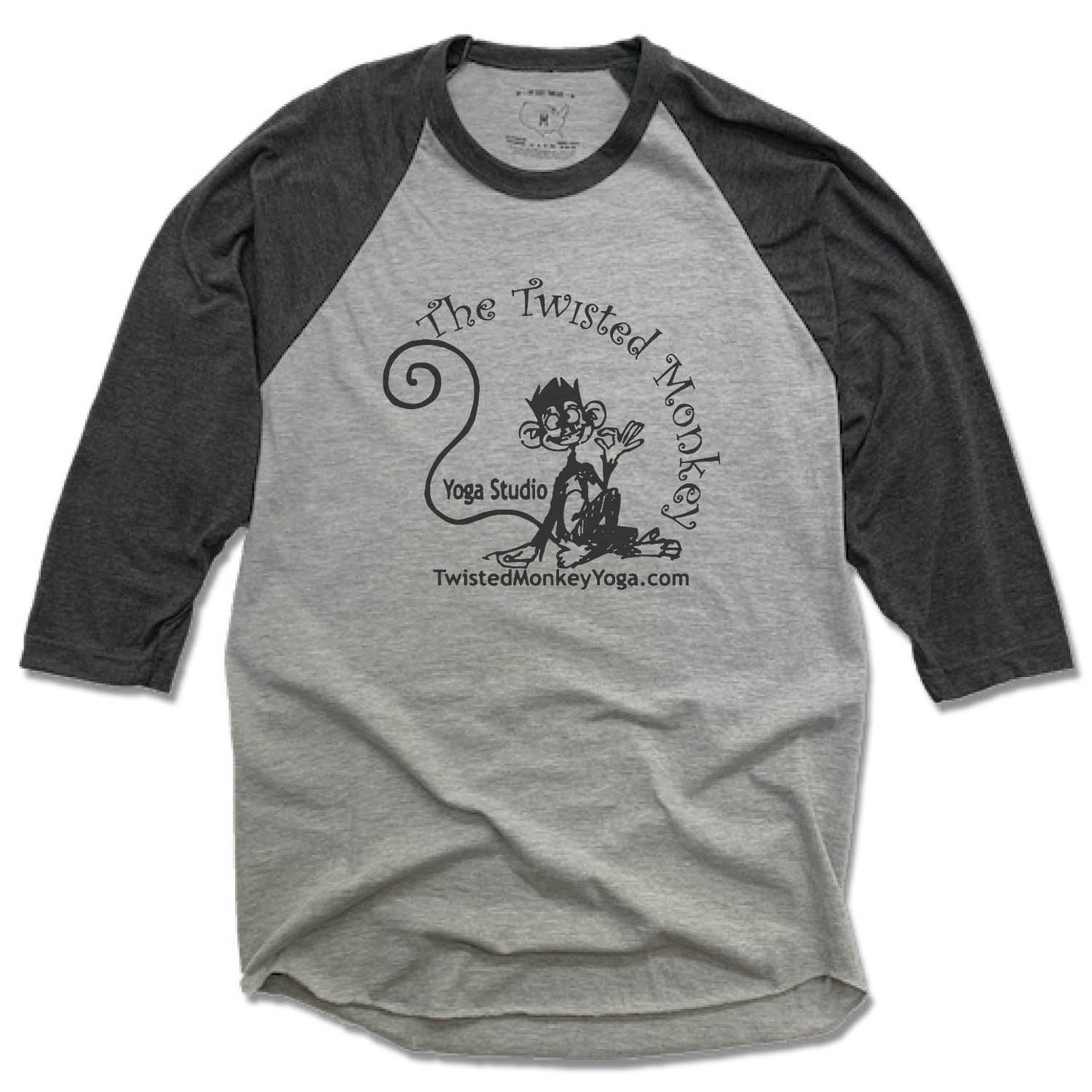 TWISTED MONKEY YOGA | GRAY 3/4 SLEEVE | BLACK LOGO