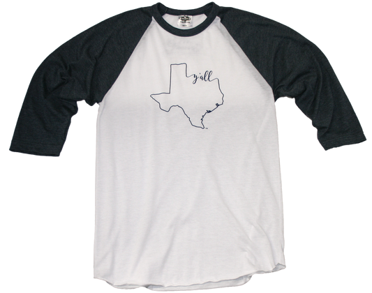TEXAS 3/4 SLEEVE | CALLIGRAPHY OUTLINE | Y'ALL