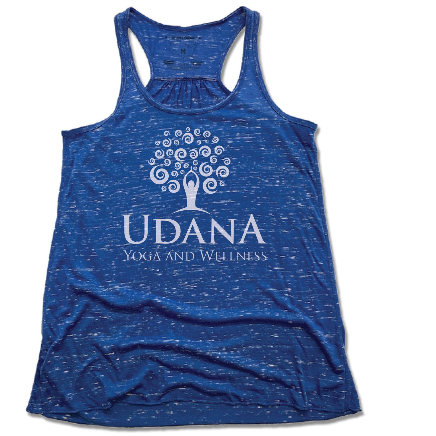 UDANA YOGA & WELLNESS | LADIES BLUE FLOWY TANK | LOGO