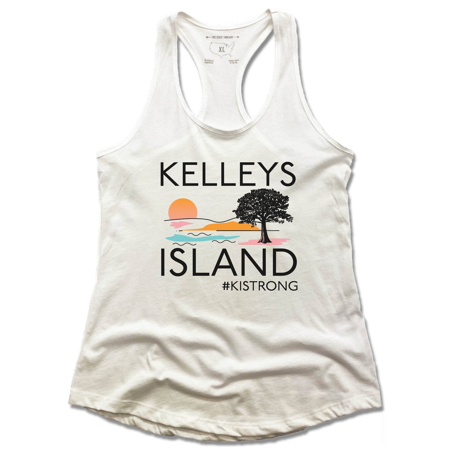KELLEYS ISLAND | LADIES WHITE TANK | RETRO COLOR