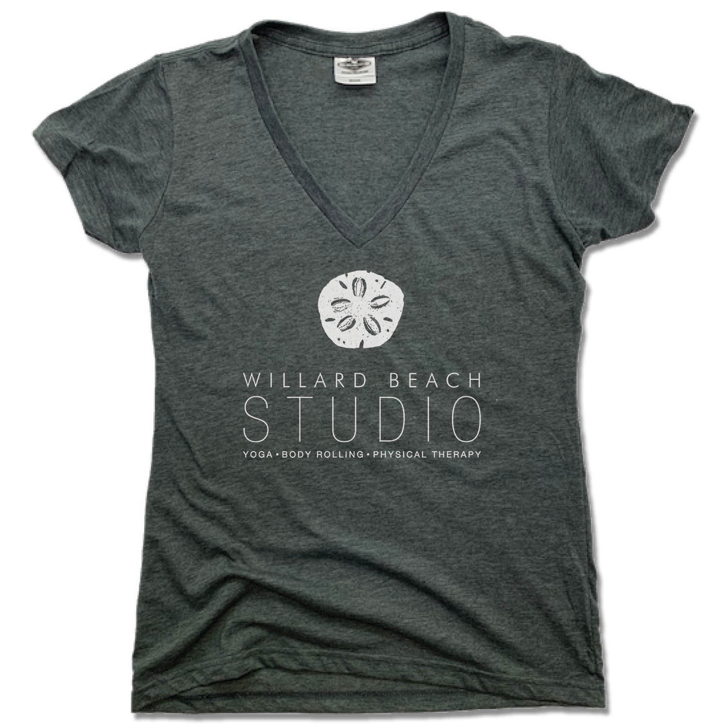 WILLARD BEACH STUDIO | LADIES V-NECK | WHITE LOGO