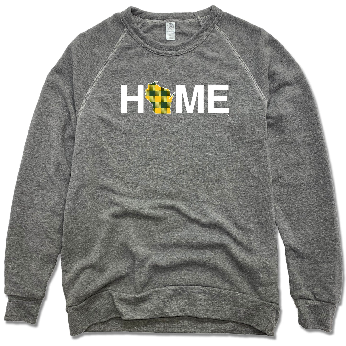WISCONSIN SWEATSHIRT | HOME | PLAID GREEN/GOLD - My State Threads