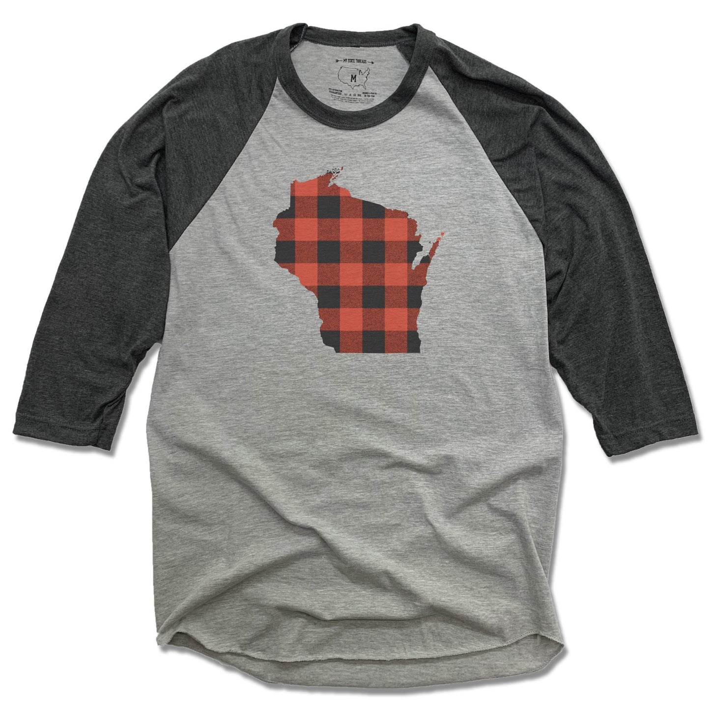 WISCONSIN 3/4 SLEEVE | STATE | BUFFALO PLAID