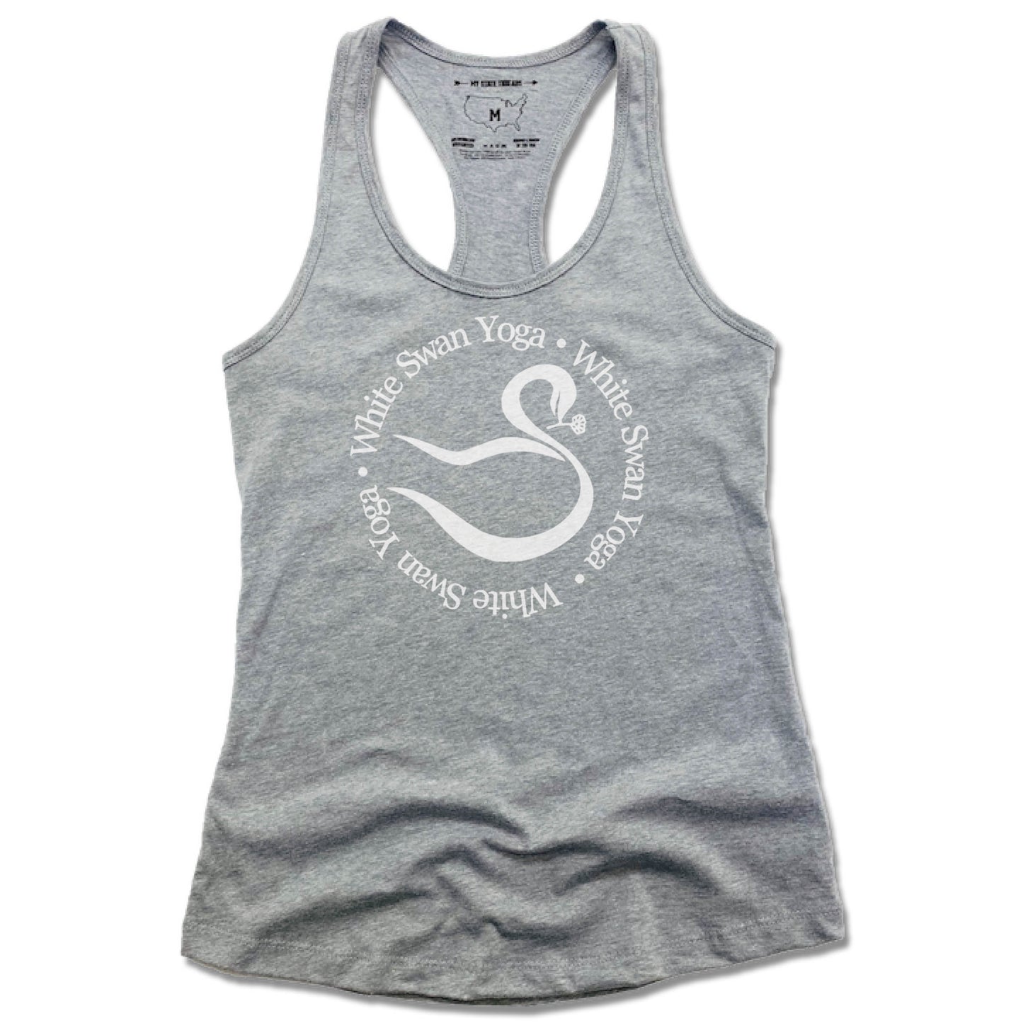 WHITE SWAN YOGA | LADIES GRAY TANK | LOGO