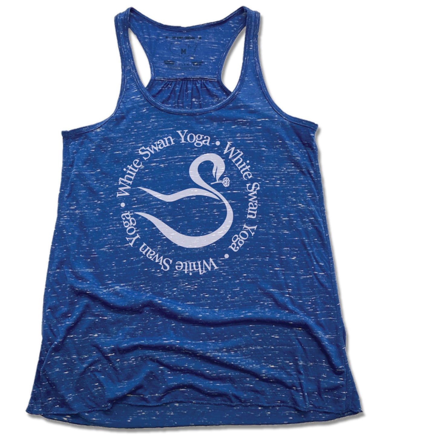 WHITE SWAN YOGA | LADIES BLUE FLOWY TANK | LOGO