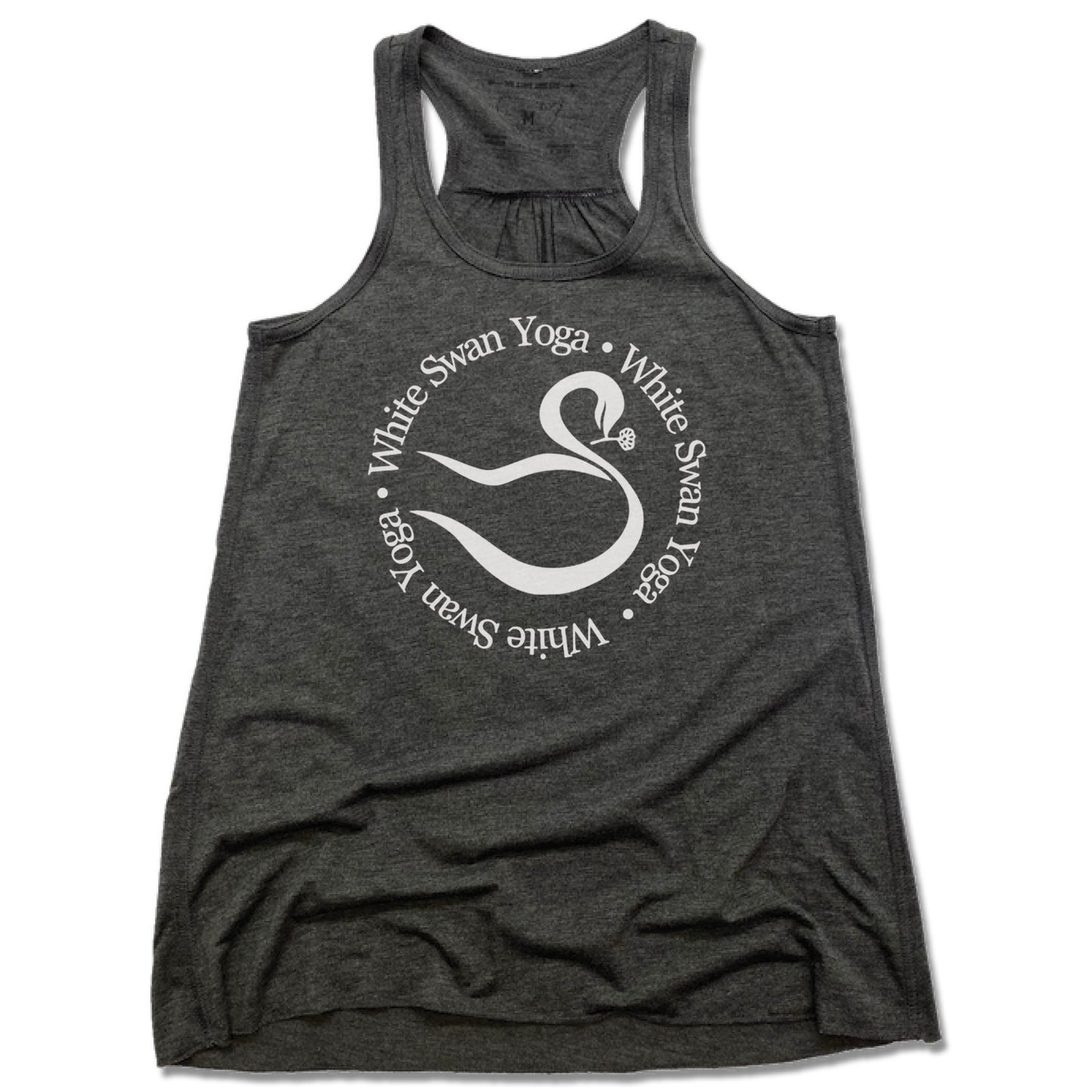 WHITE SWAN YOGA | LADIES GRAY FLOWY TANK | LOGO - My State Threads