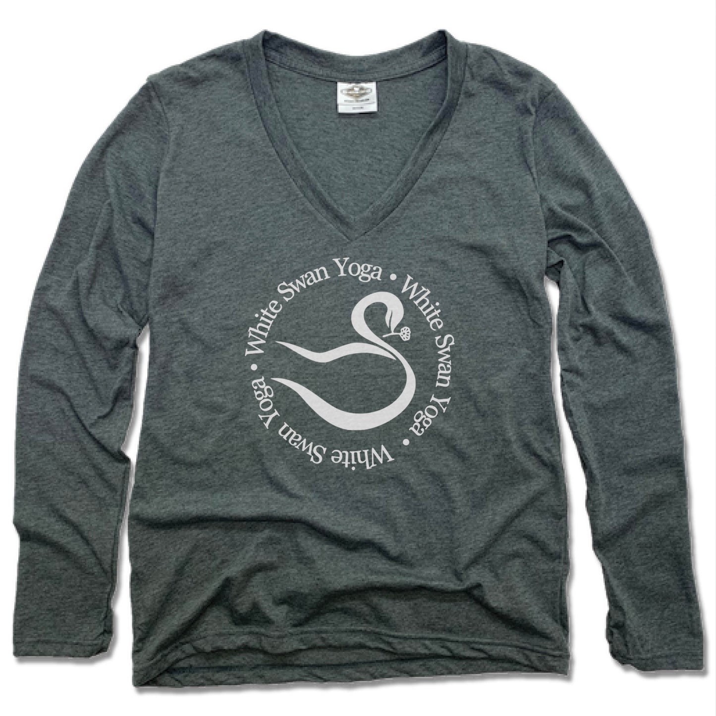 WHITE SWAN YOGA | LADIES V-NECK LONG SLEEVE | LOGO
