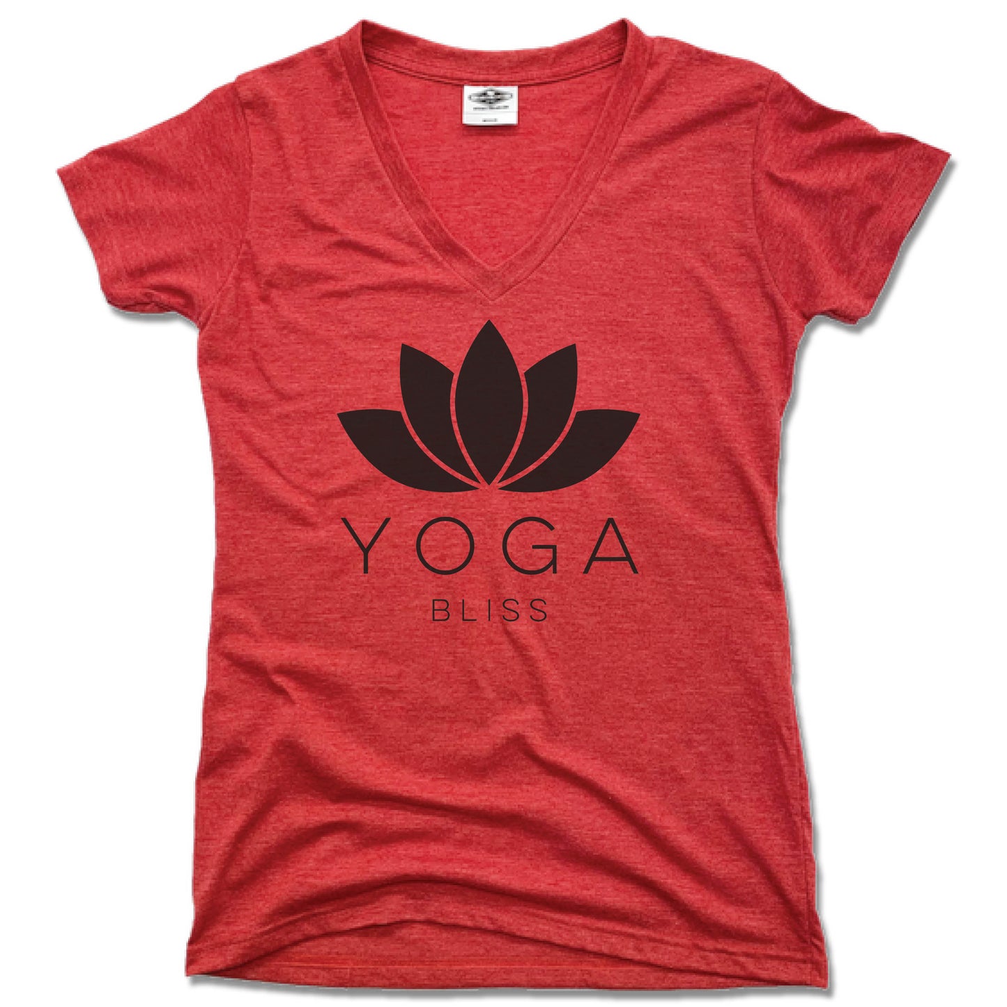 YOGA BLISS | LADIES RED V-NECK | BLACK LOTUS
