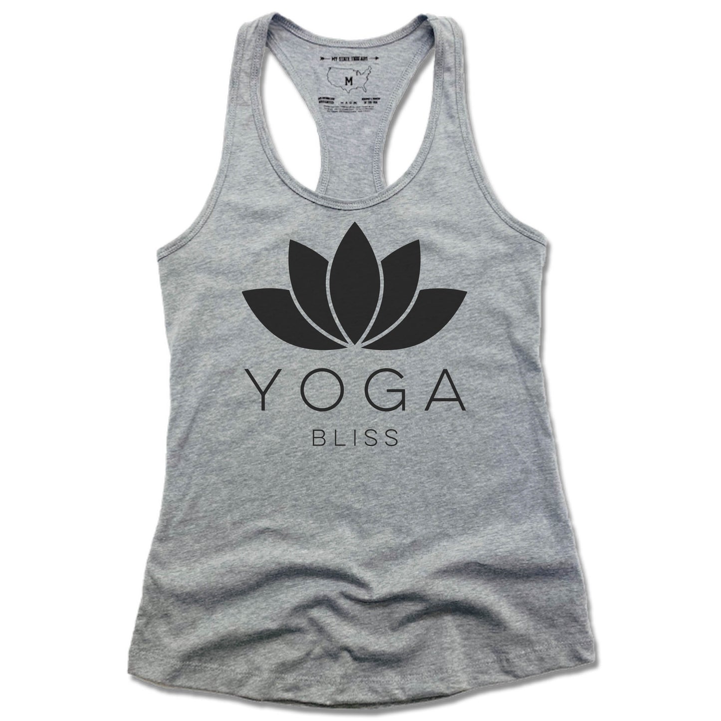 YOGA BLISS | LADIES GRAY TANK | BLACK LOTUS