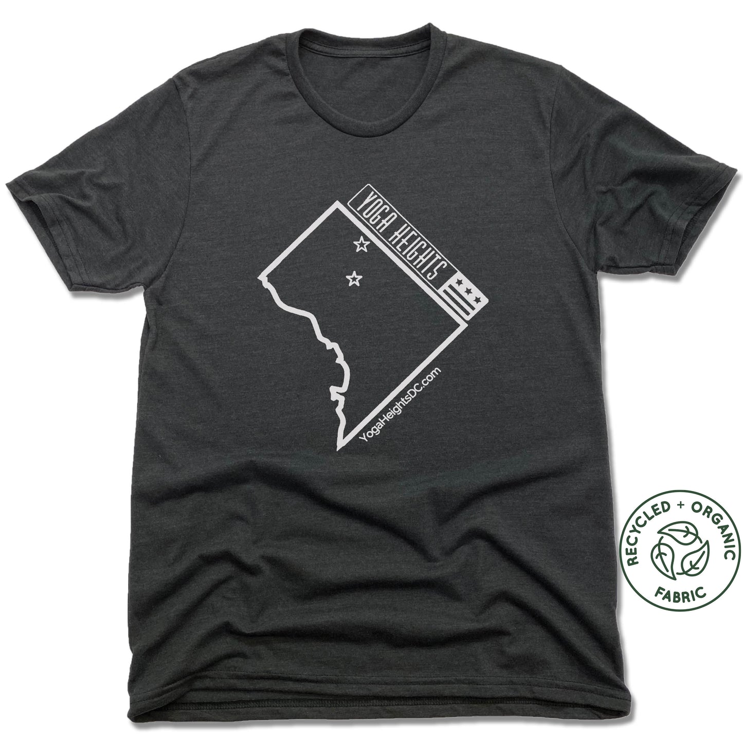YOGA HEIGHTS | UNISEX BLACK Recycled Tri-Blend | WHITE LOGO
