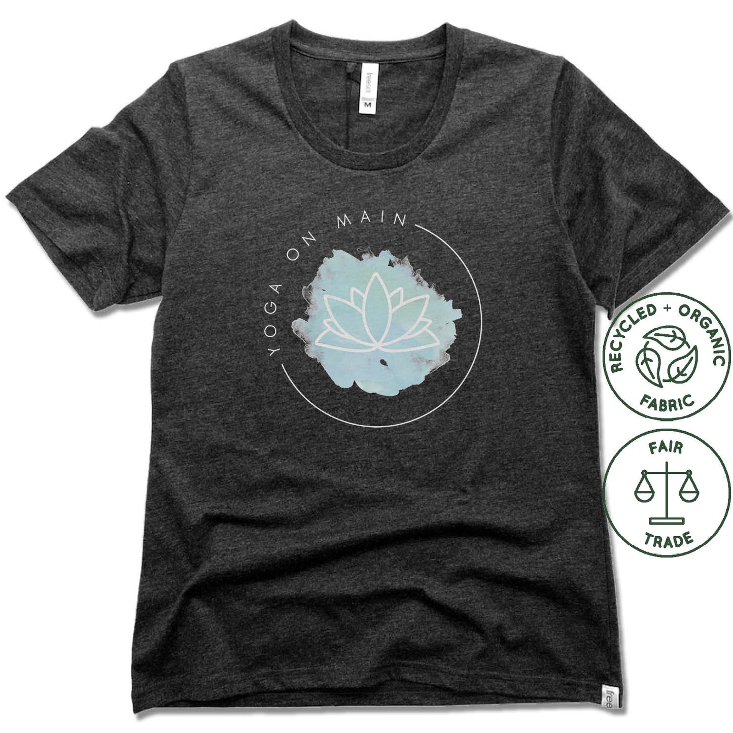YOGA ON MAIN | FAIRTRADE FREESET BLACK LADIES TEE | LOGO