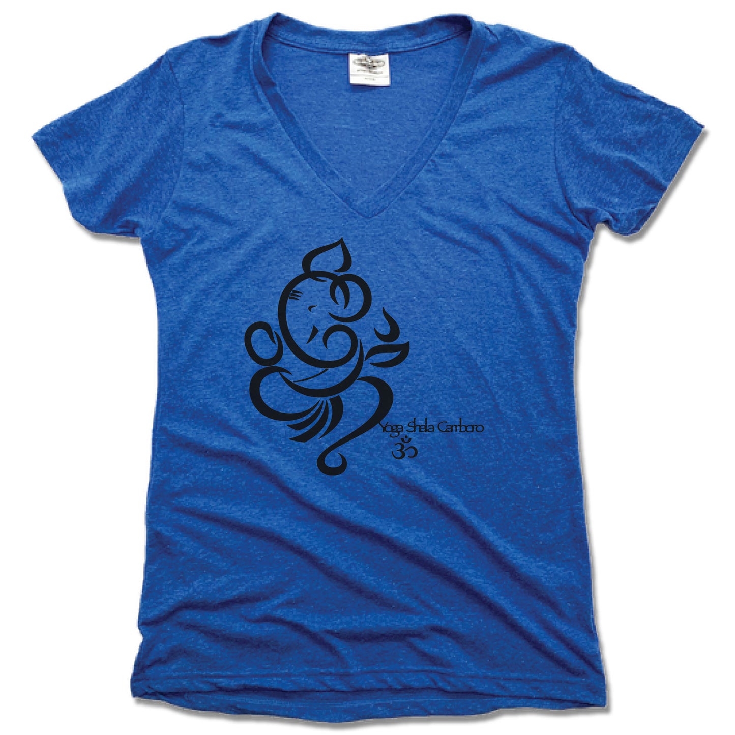 YOGA SHALA | LADIES BLUE V-NECK | LOGO