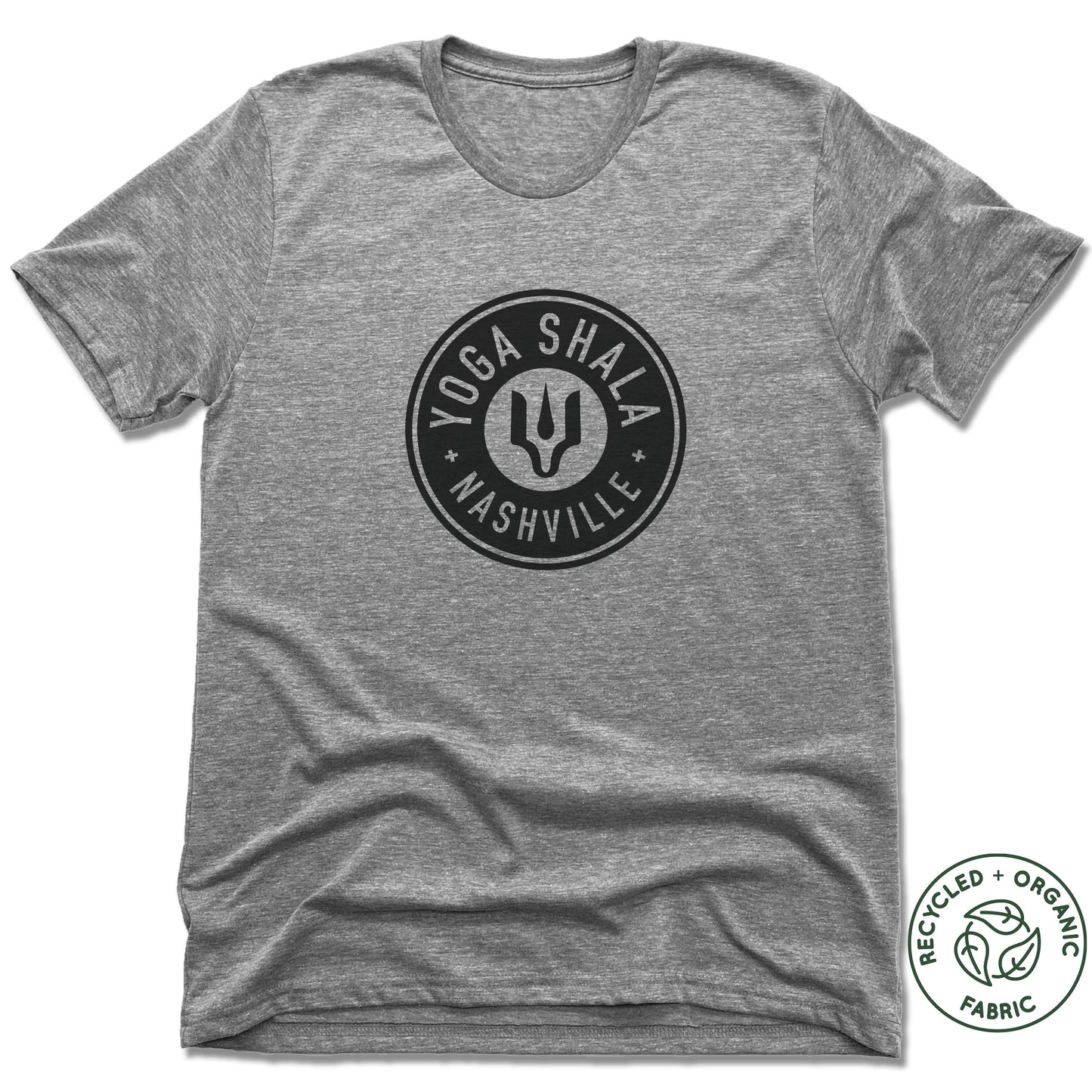 YOGA SHALA NASHVILLE | UNISEX GRAY Recycled Tri-Blend | YOGA SHALA BLACK LOGO