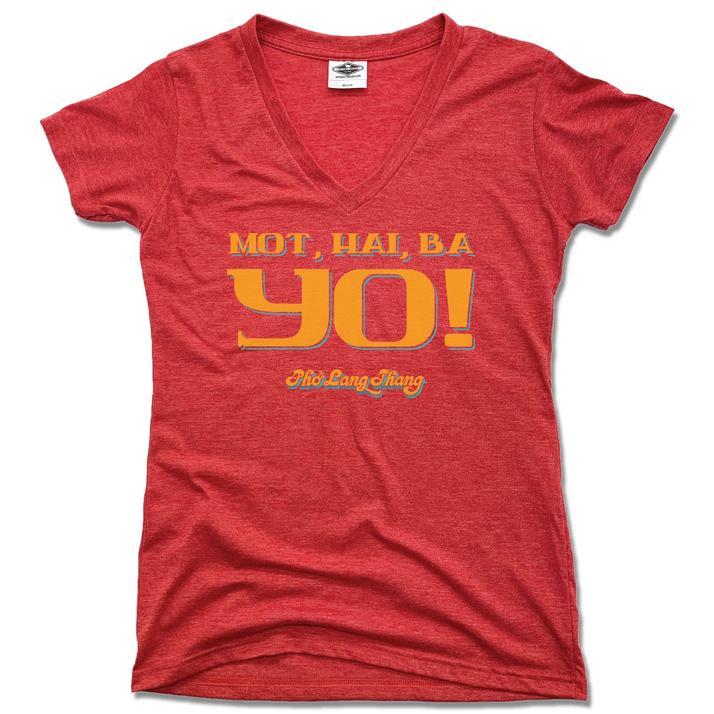 LADIES RED V-NECK | MOT, HAI, BA YO! | PHO LANG THANG - My State Threads
